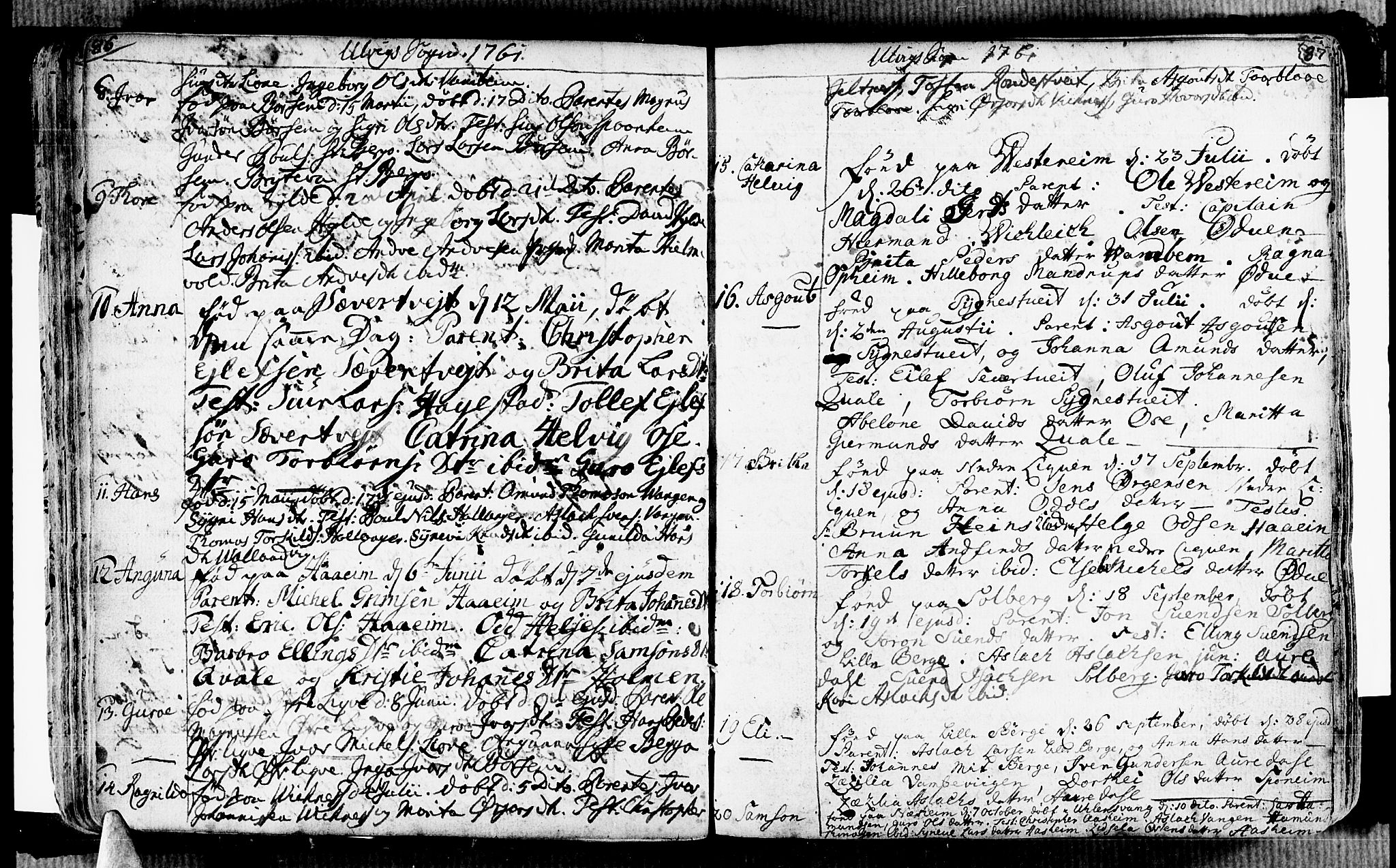 Ulvik sokneprestembete, AV/SAB-A-78801/H/Haa: Parish register (official) no. A 7, 1761-1792, p. 86-87