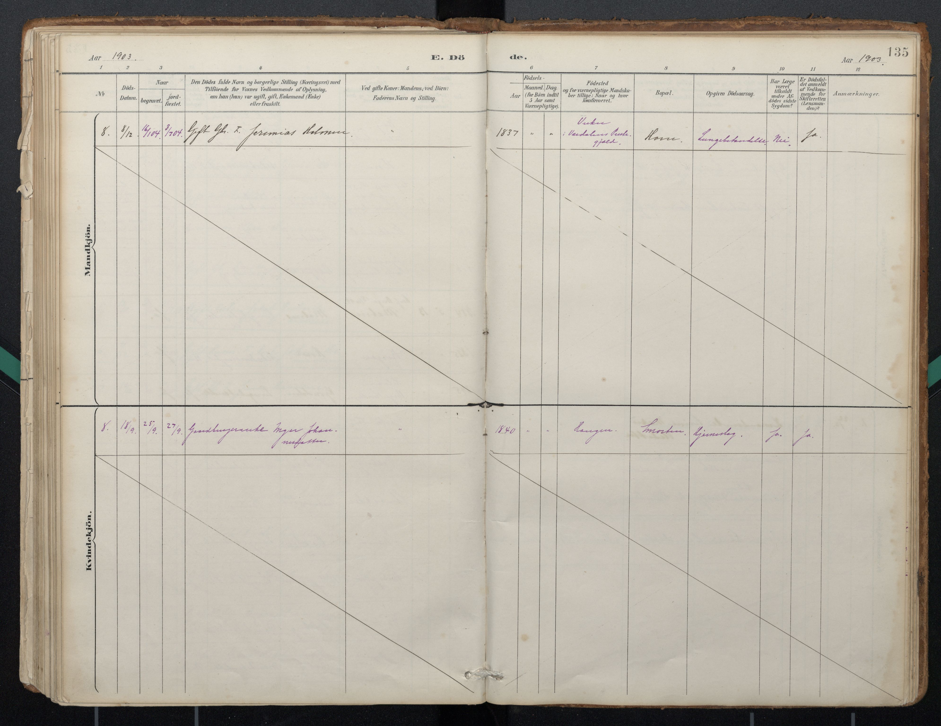 Ministerialprotokoller, klokkerbøker og fødselsregistre - Nordland, AV/SAT-A-1459/884/L1193: Parish register (official) no. 884A01, 1888-1905, p. 135