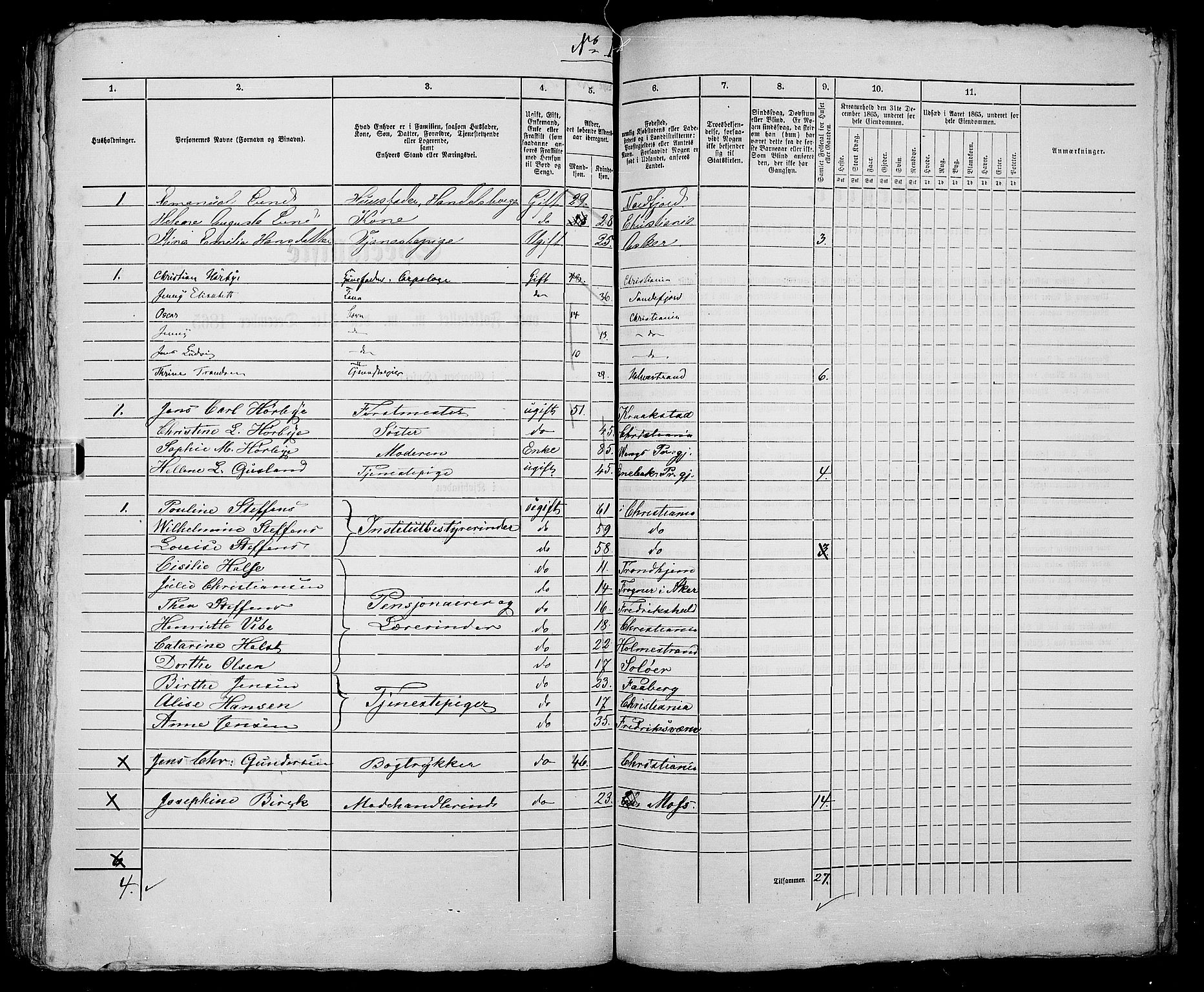 RA, 1865 census for Kristiania, 1865, p. 942