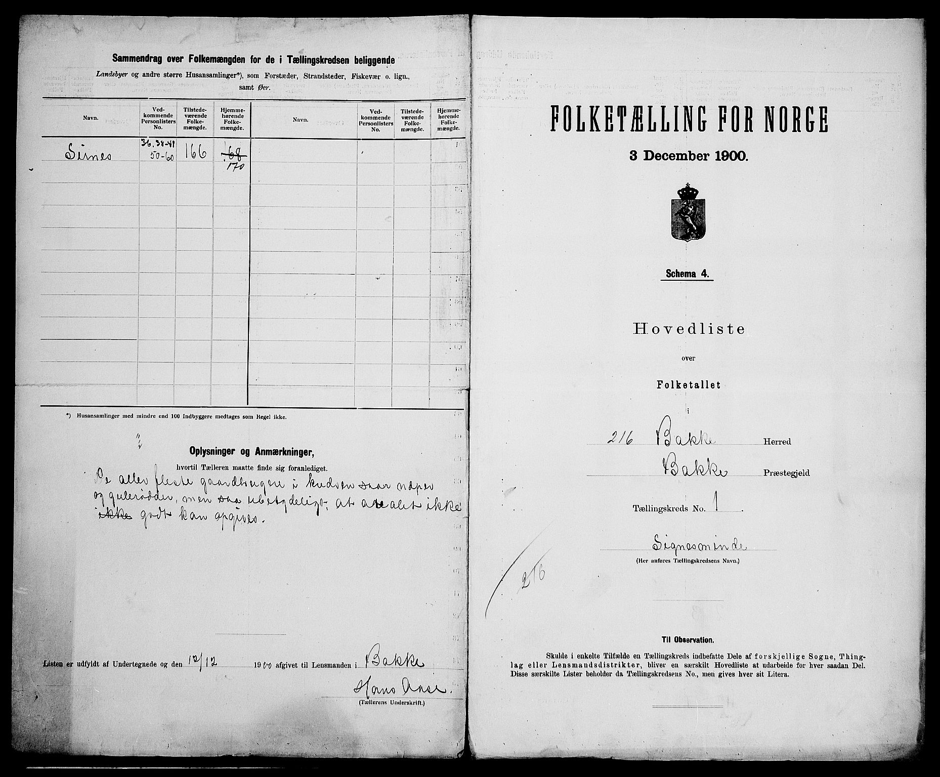 SAK, 1900 census for Bakke, 1900, p. 14