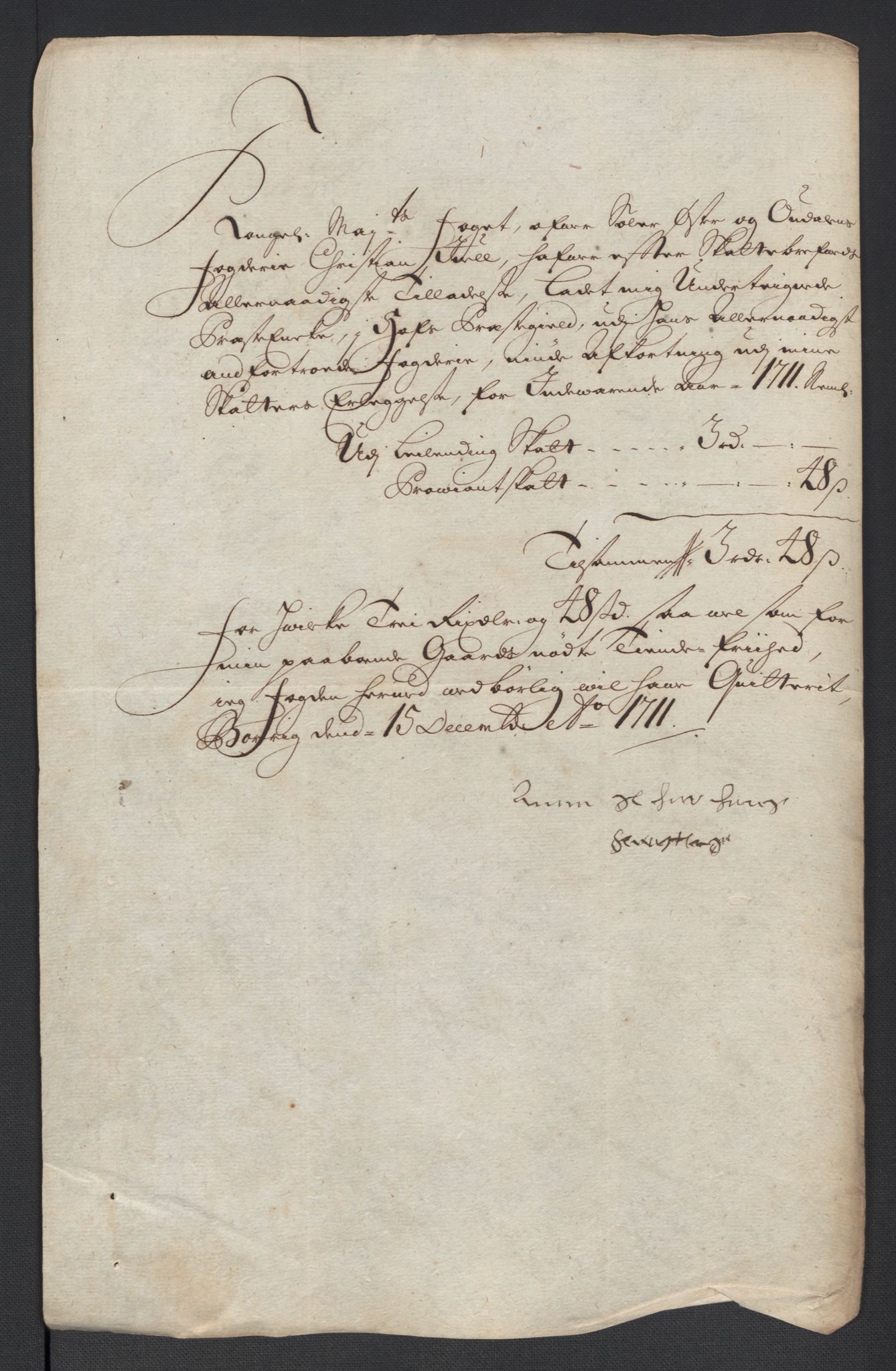 Rentekammeret inntil 1814, Reviderte regnskaper, Fogderegnskap, RA/EA-4092/R13/L0848: Fogderegnskap Solør, Odal og Østerdal, 1711, p. 295
