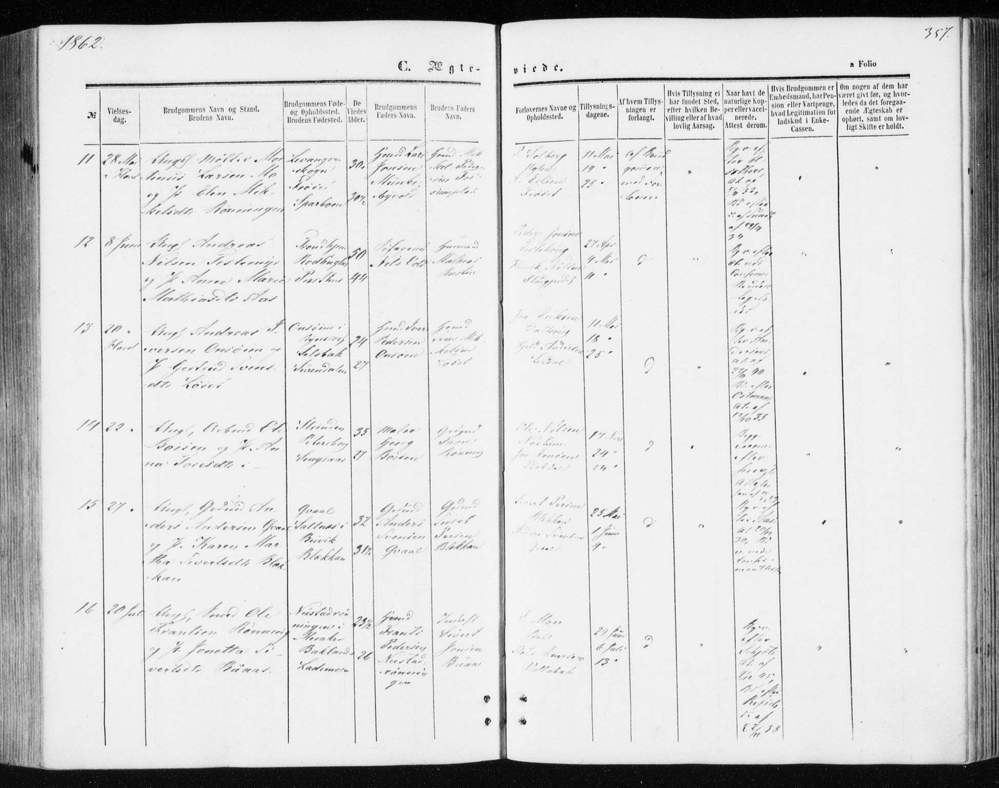 Ministerialprotokoller, klokkerbøker og fødselsregistre - Sør-Trøndelag, AV/SAT-A-1456/606/L0292: Parish register (official) no. 606A07, 1856-1865, p. 357