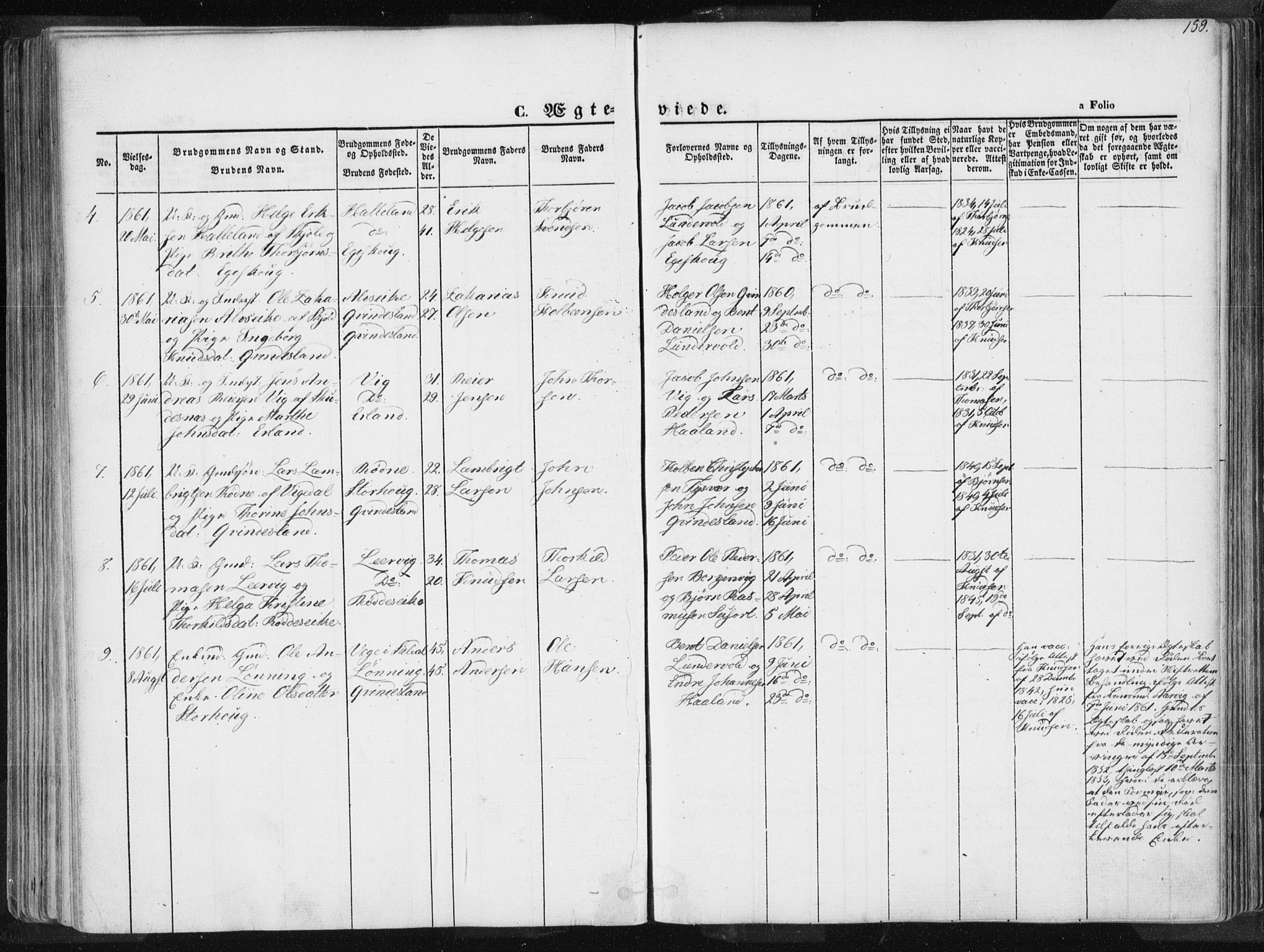 Tysvær sokneprestkontor, SAST/A -101864/H/Ha/Haa/L0003: Parish register (official) no. A 3, 1856-1865, p. 159