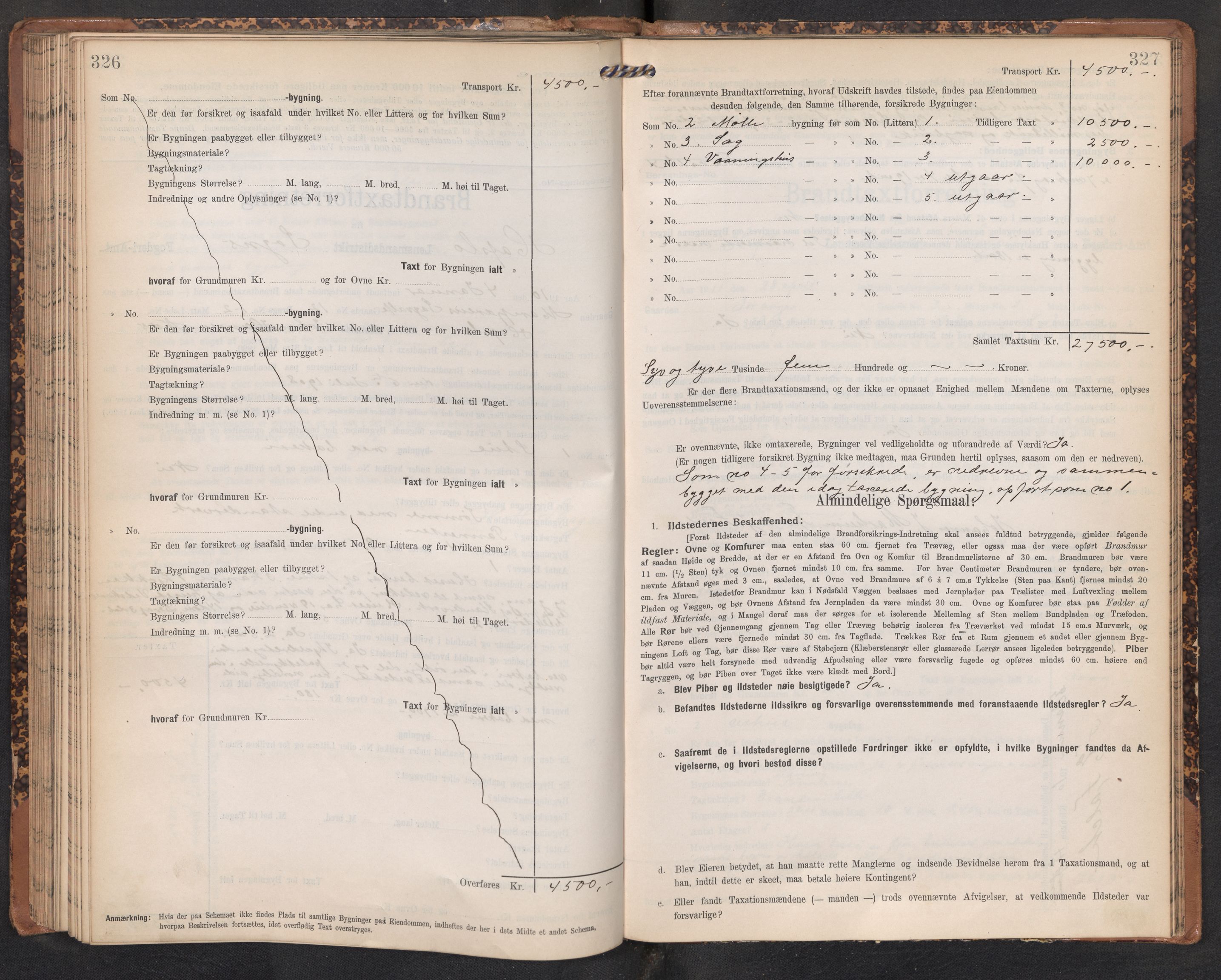 Lensmannen i Hafslo, AV/SAB-A-28001/0012/L0007: Branntakstprotokoll, skjematakst, 1905-1922, p. 326-327