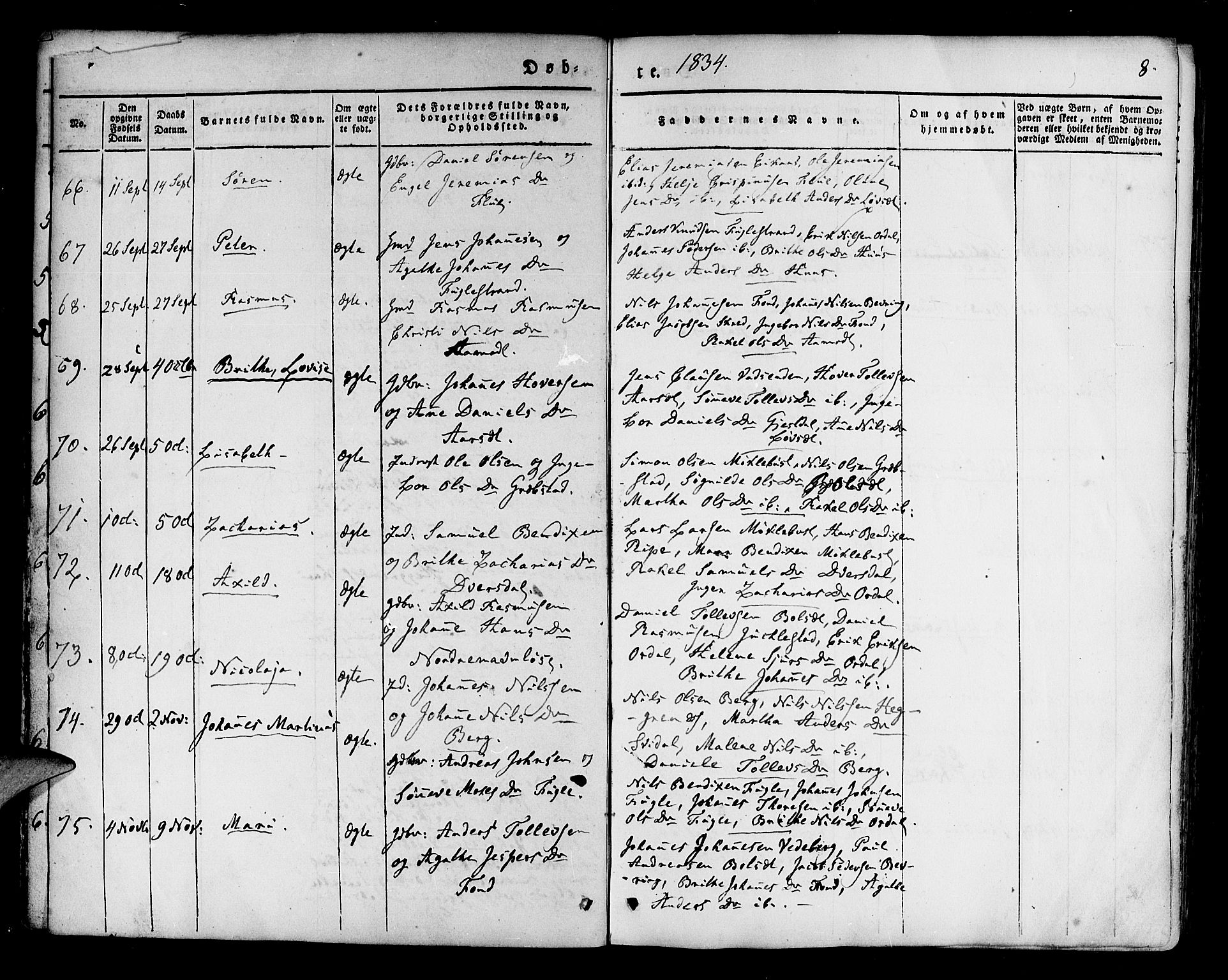 Jølster sokneprestembete, AV/SAB-A-80701/H/Haa/Haaa/L0009: Parish register (official) no. A 9, 1833-1848, p. 8