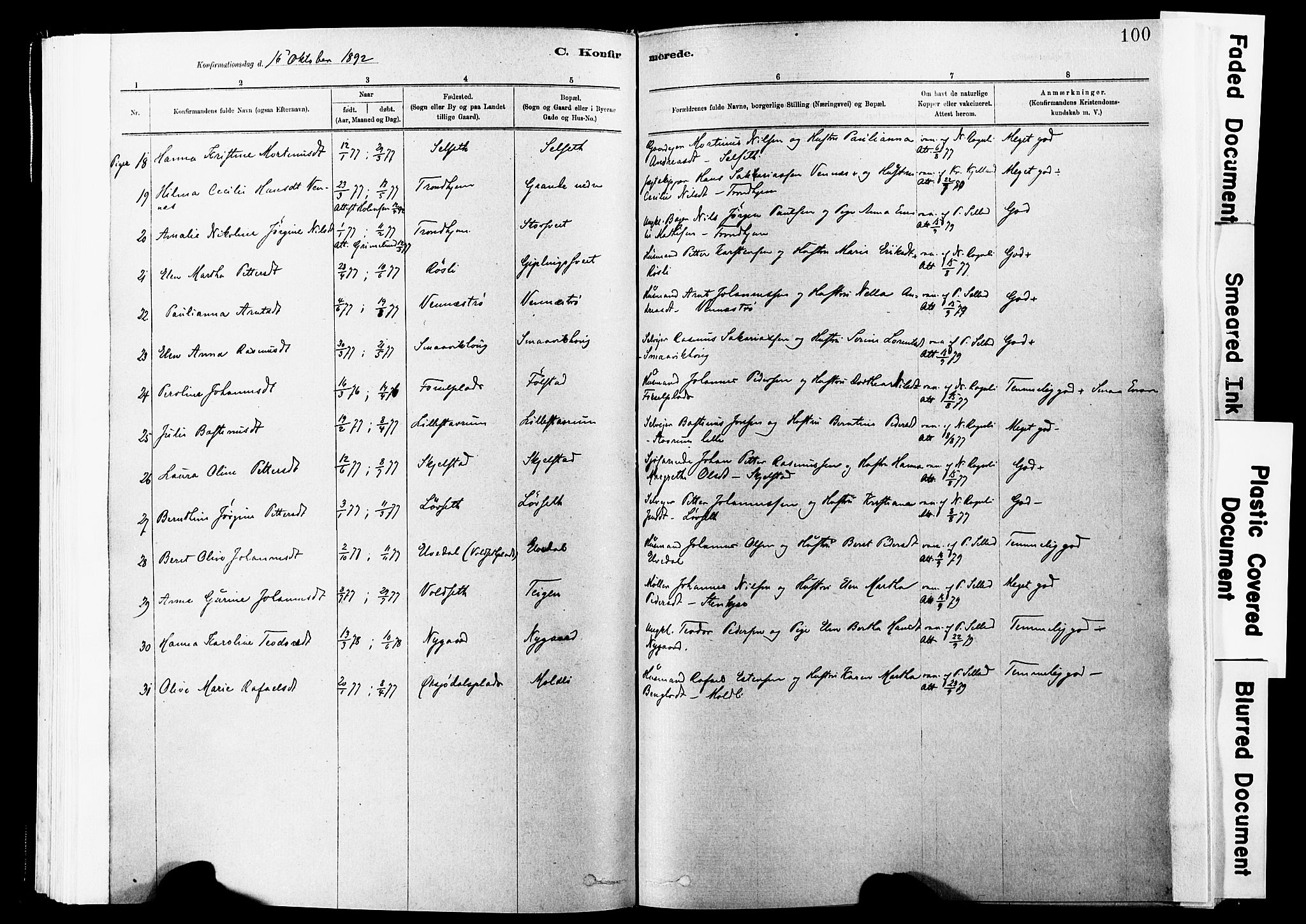 Ministerialprotokoller, klokkerbøker og fødselsregistre - Nord-Trøndelag, AV/SAT-A-1458/744/L0420: Parish register (official) no. 744A04, 1882-1904, p. 100