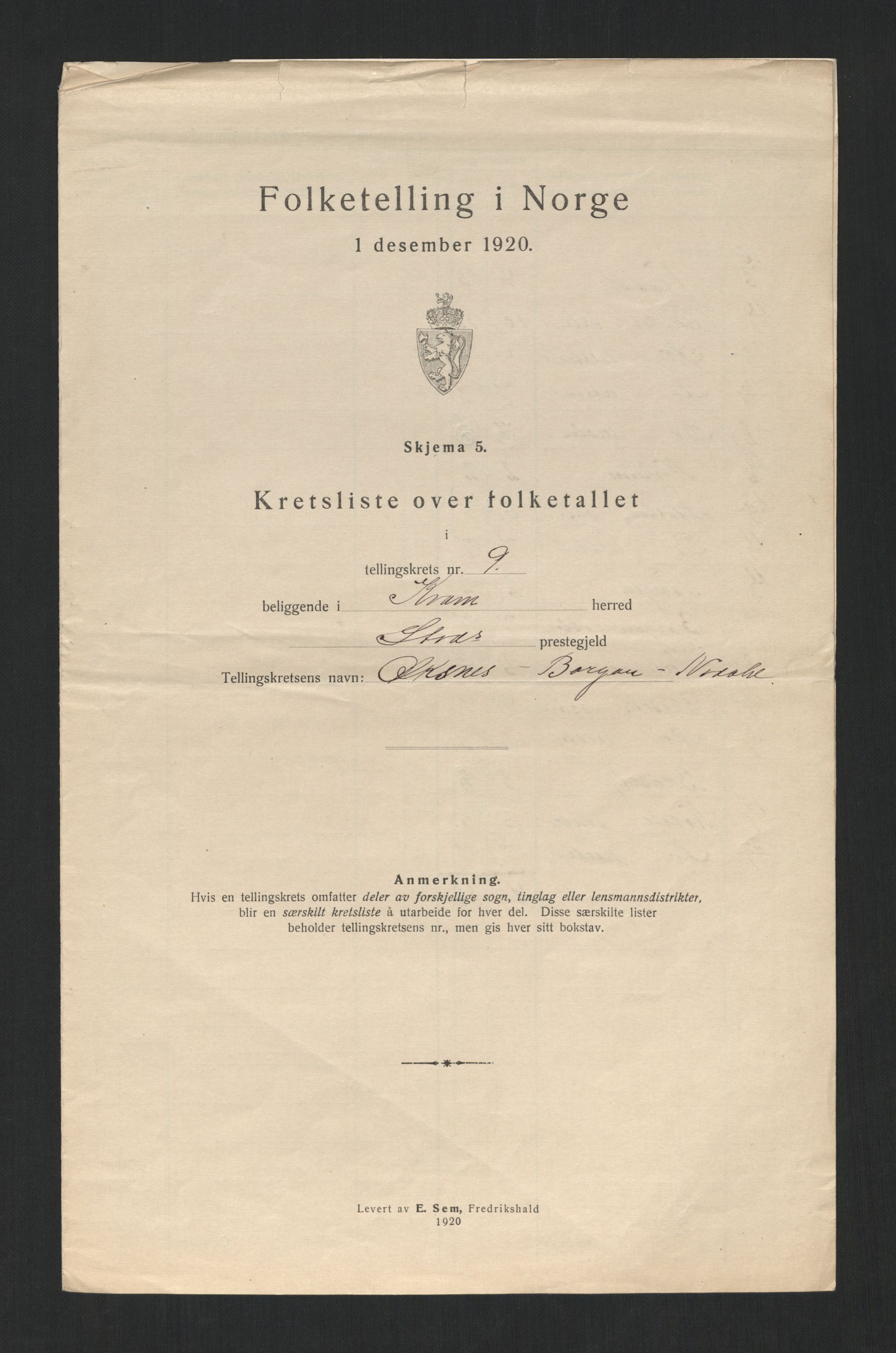 SAT, 1920 census for Kvam, 1920, p. 34