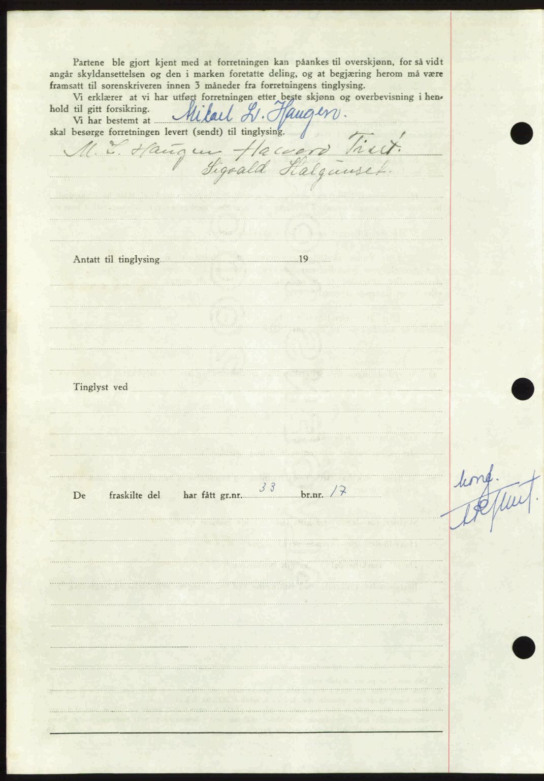 Nordmøre sorenskriveri, AV/SAT-A-4132/1/2/2Ca: Mortgage book no. A112, 1949-1949, Diary no: : 2453/1949