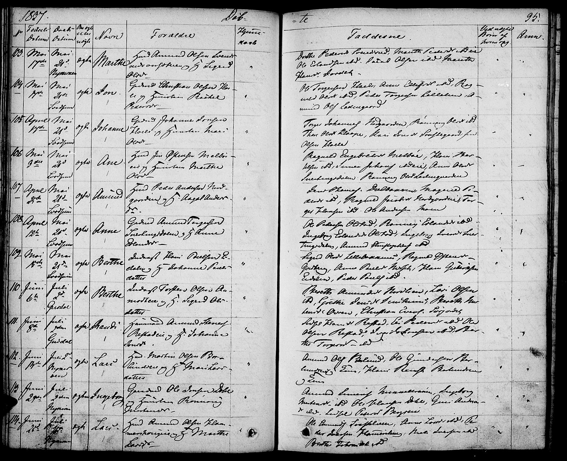 Gausdal prestekontor, AV/SAH-PREST-090/H/Ha/Haa/L0006: Parish register (official) no. 6, 1830-1839, p. 95