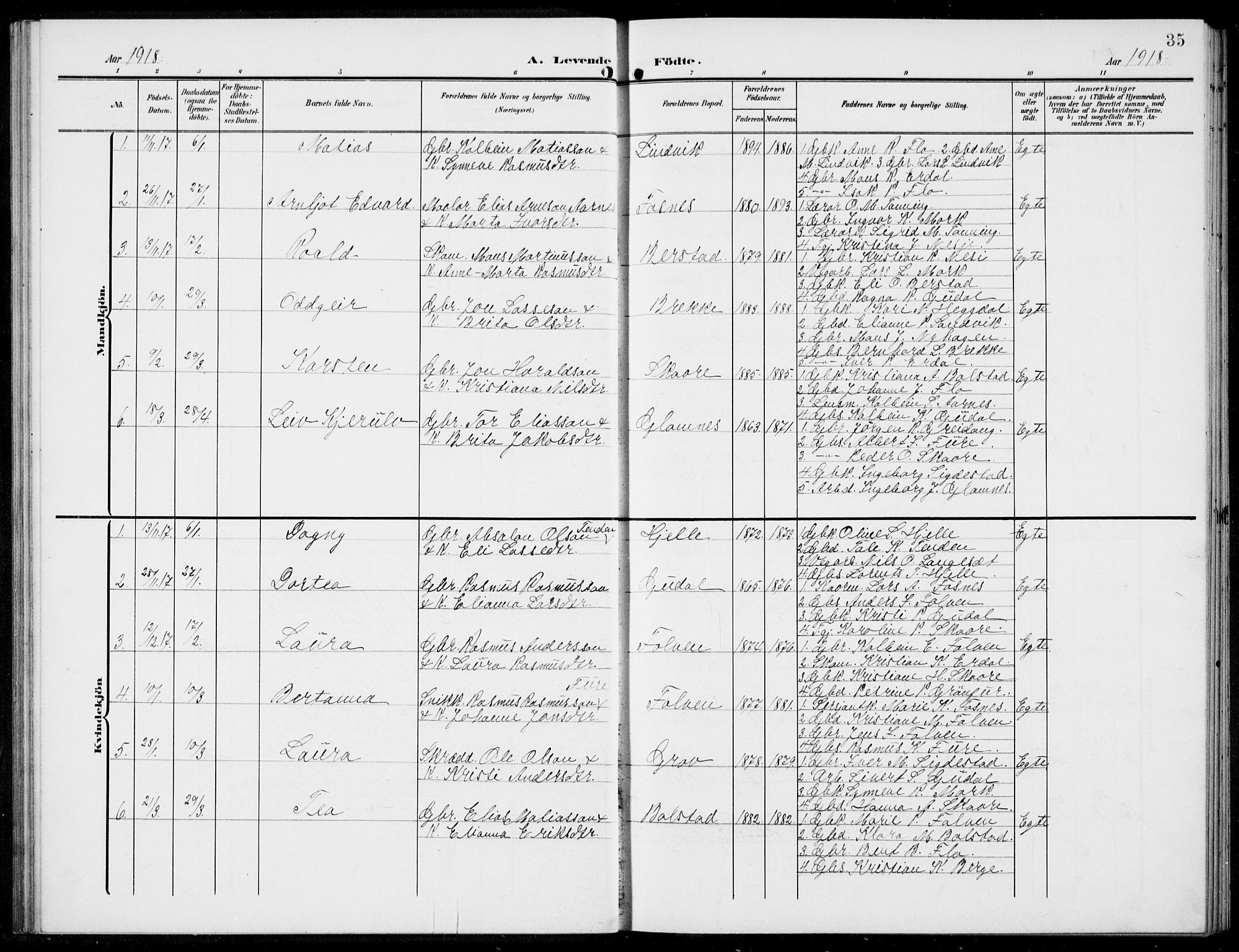 Stryn Sokneprestembete, AV/SAB-A-82501: Parish register (copy) no. C 4, 1905-1936, p. 35