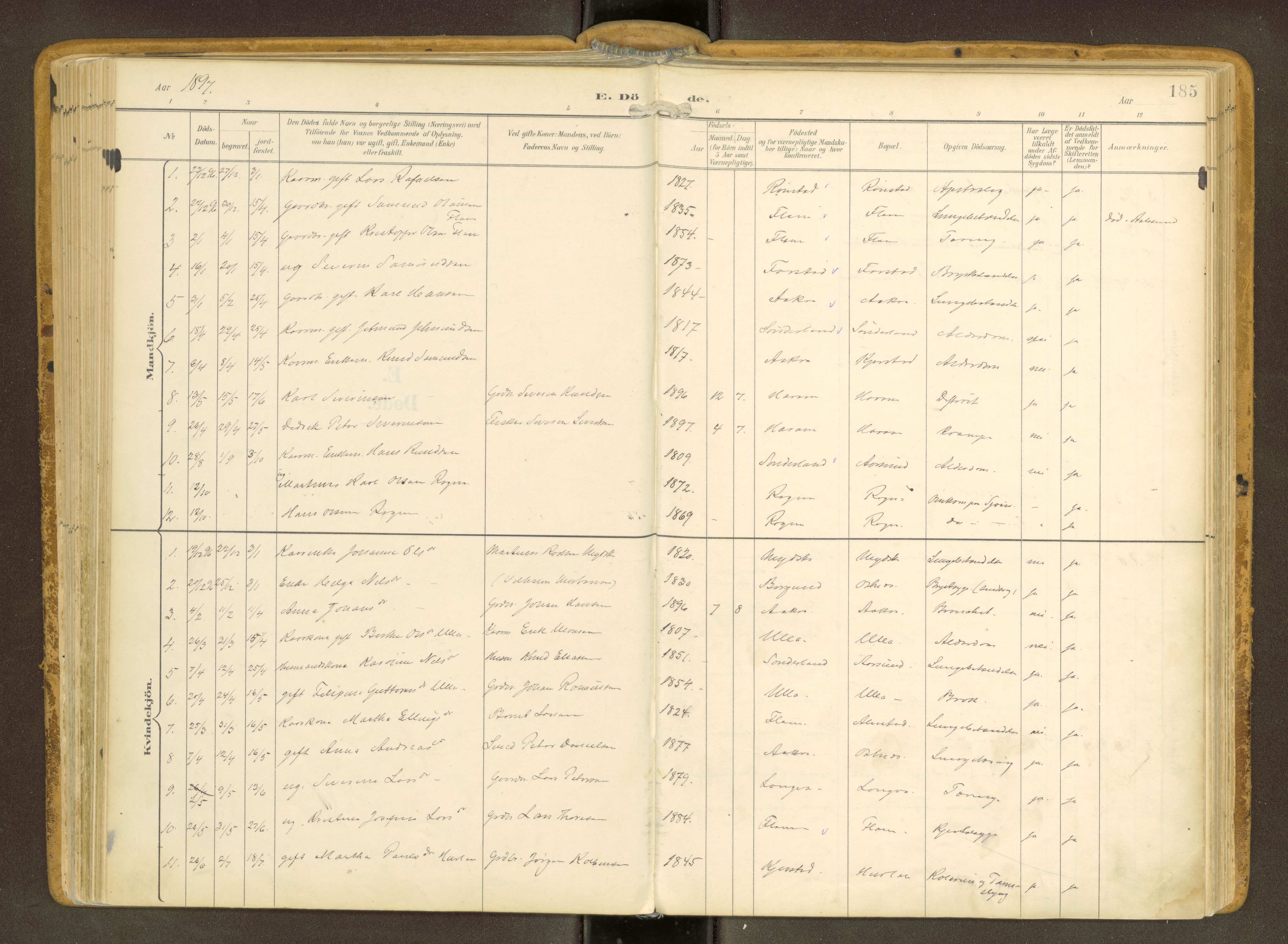 Ministerialprotokoller, klokkerbøker og fødselsregistre - Møre og Romsdal, SAT/A-1454/536/L0517: Parish register (official) no. 536A--, 1897-1917, p. 185