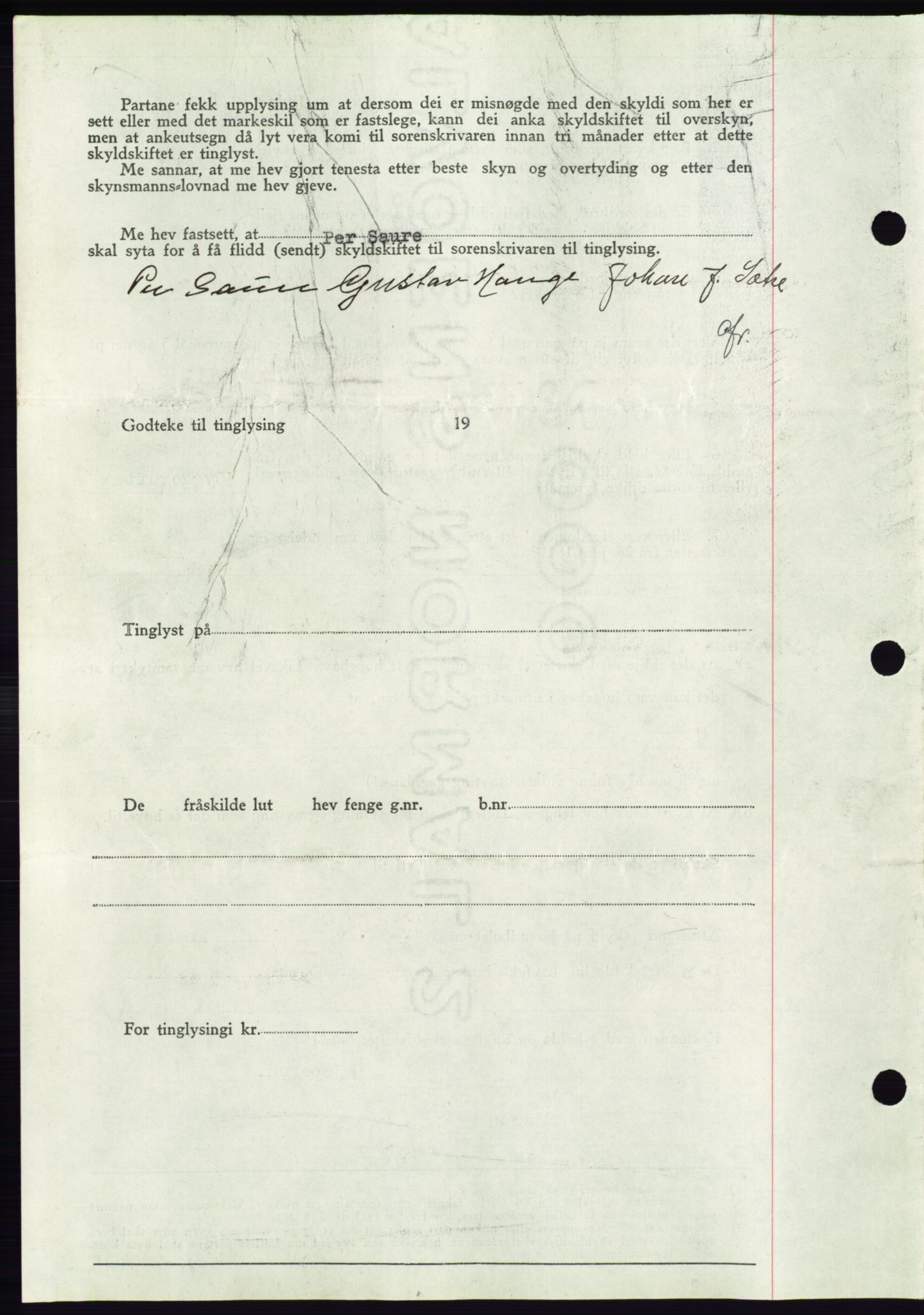 Søre Sunnmøre sorenskriveri, AV/SAT-A-4122/1/2/2C/L0071: Mortgage book no. 65, 1941-1941, Diary no: : 925/1941