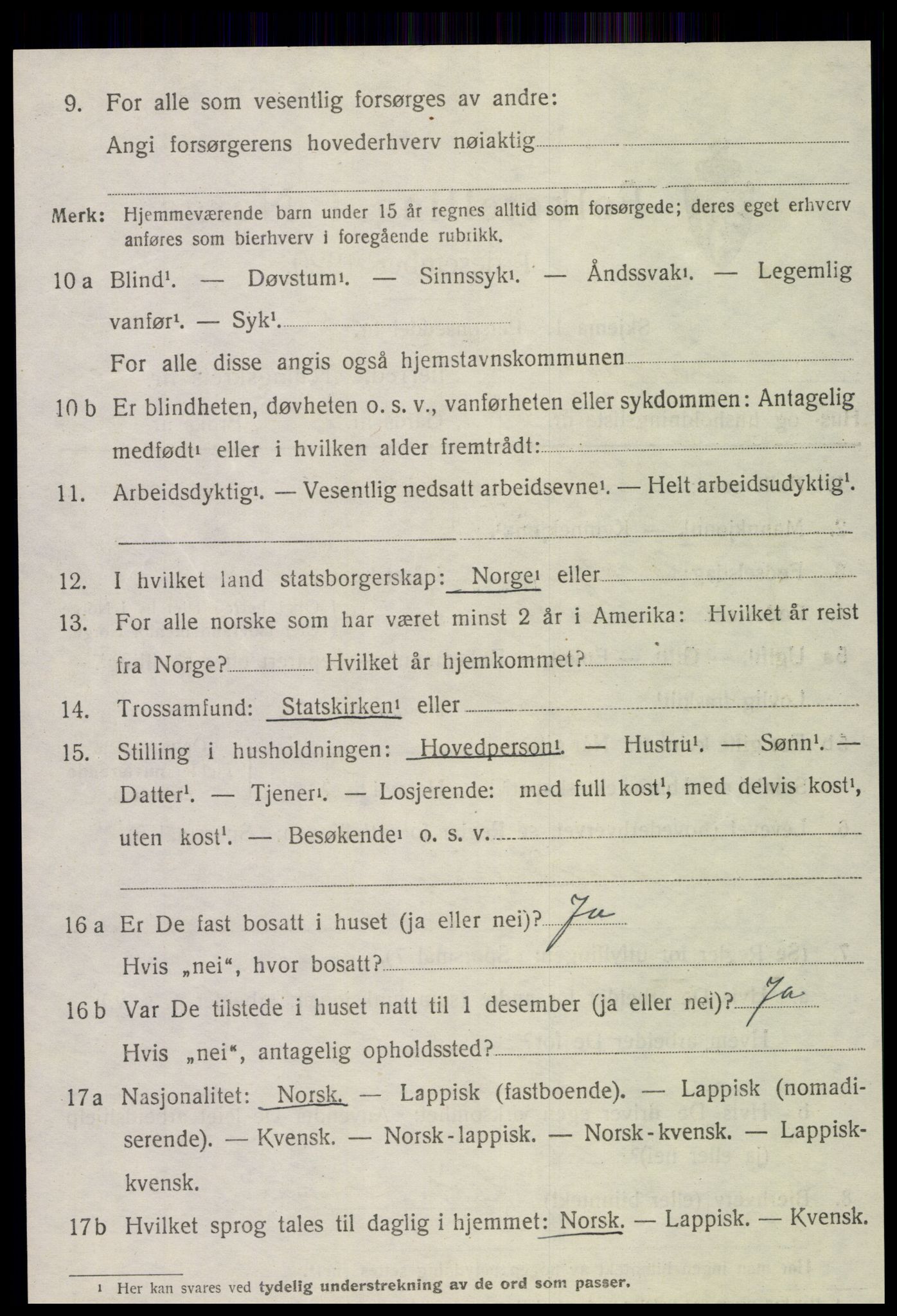 SAT, 1920 census for Snåsa, 1920, p. 4991