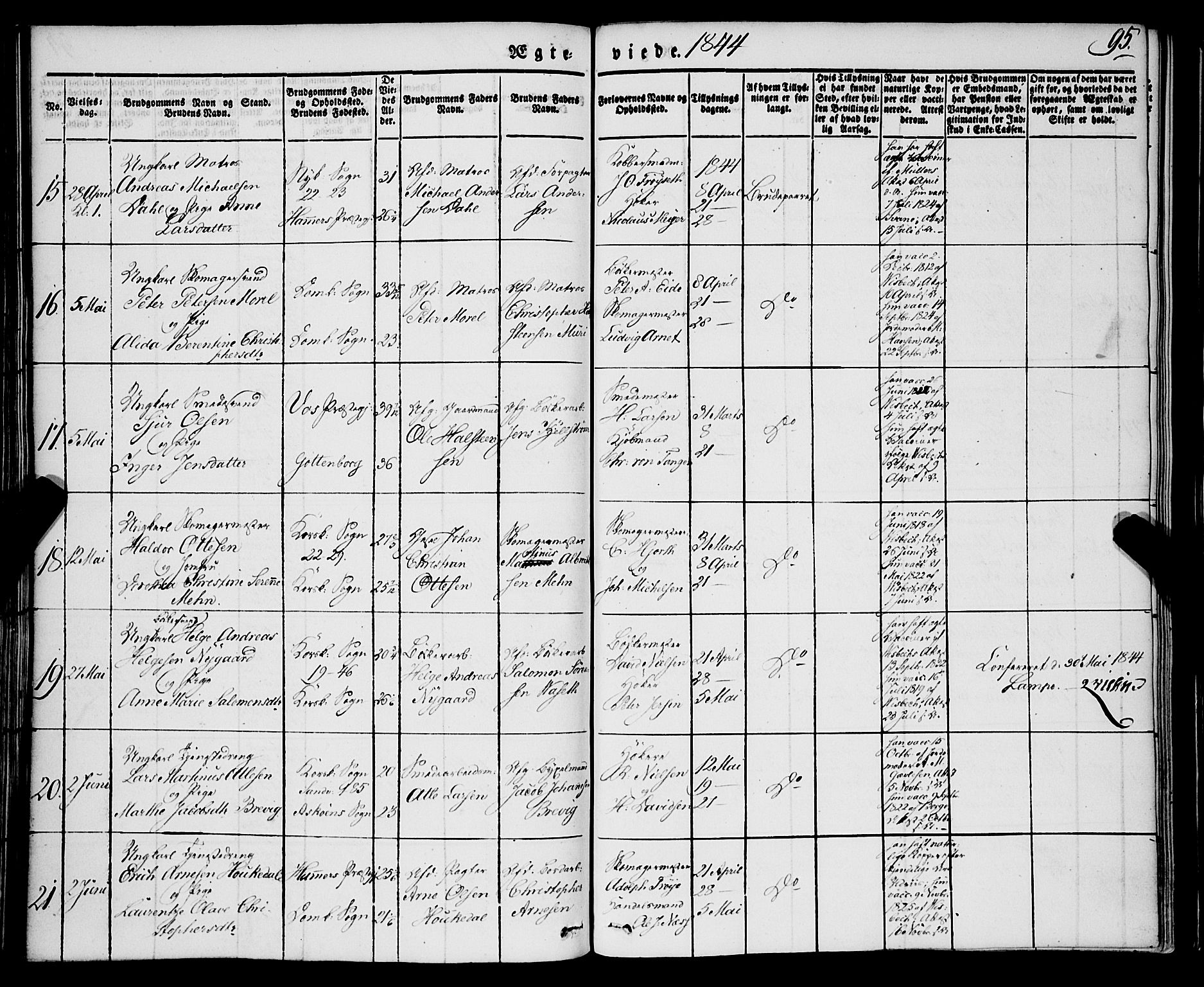 Korskirken sokneprestembete, AV/SAB-A-76101/H/Haa/L0034: Parish register (official) no. D 1, 1832-1852, p. 95