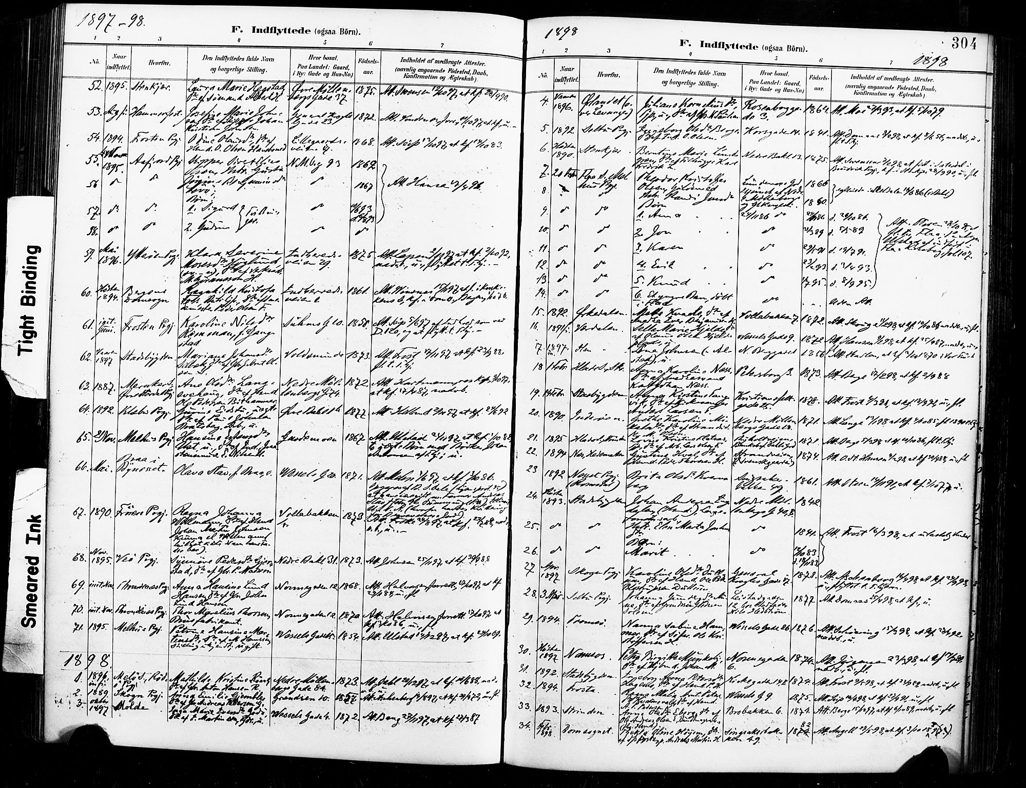 Ministerialprotokoller, klokkerbøker og fødselsregistre - Sør-Trøndelag, SAT/A-1456/604/L0198: Parish register (official) no. 604A19, 1893-1900, p. 304