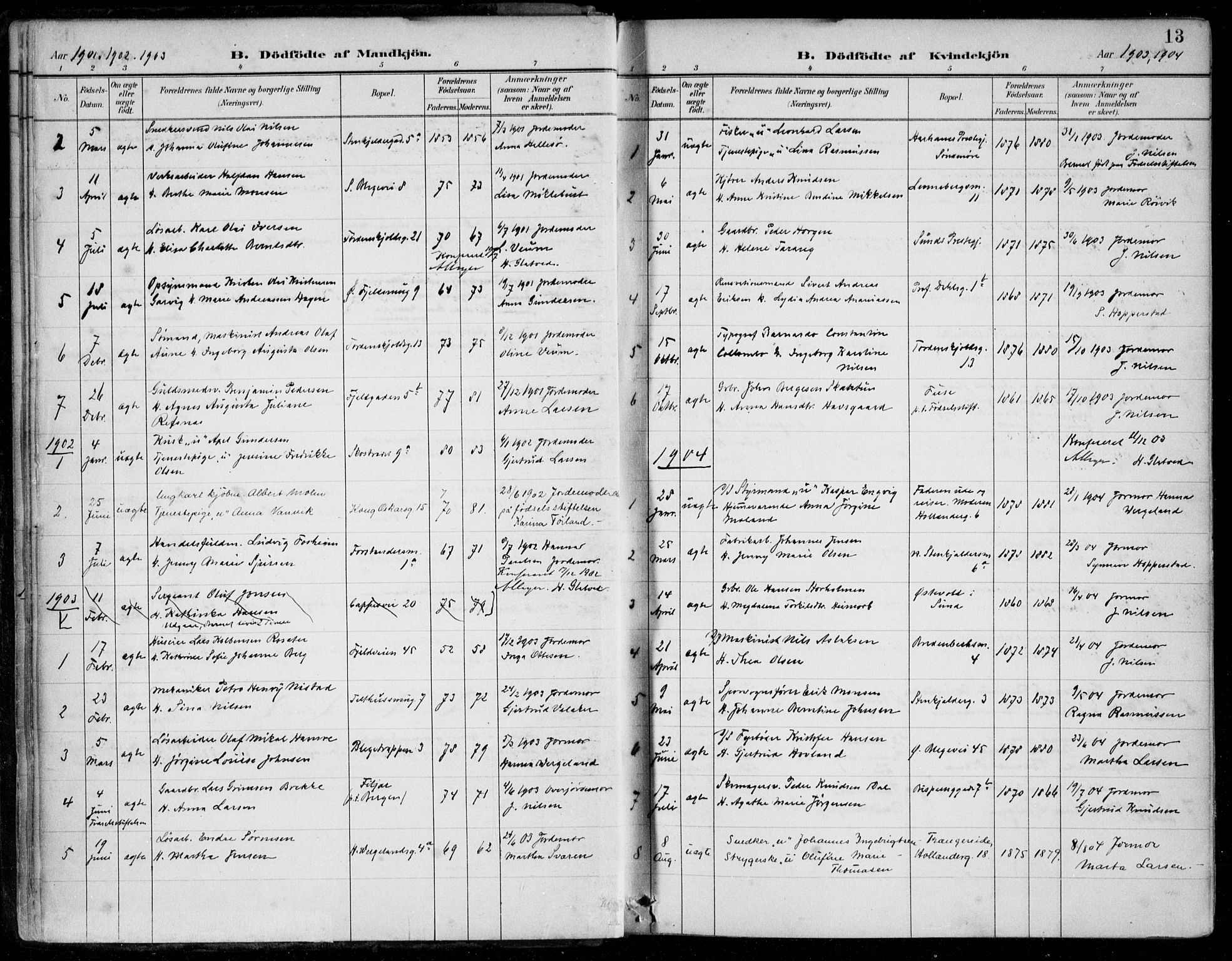 Korskirken sokneprestembete, SAB/A-76101/H/Hab: Parish register (copy) no. E 4, 1884-1910, p. 13