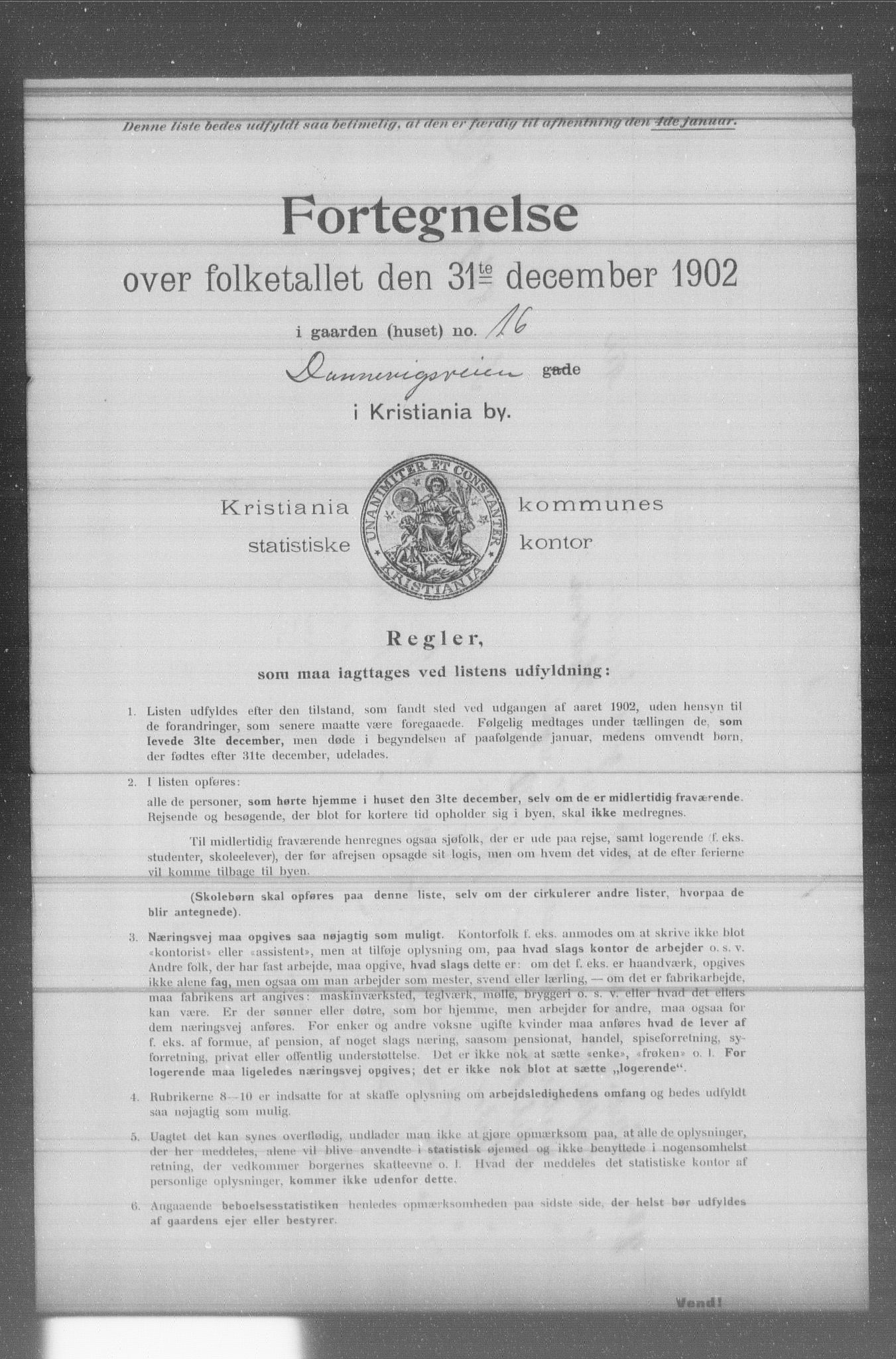 OBA, Municipal Census 1902 for Kristiania, 1902, p. 2931