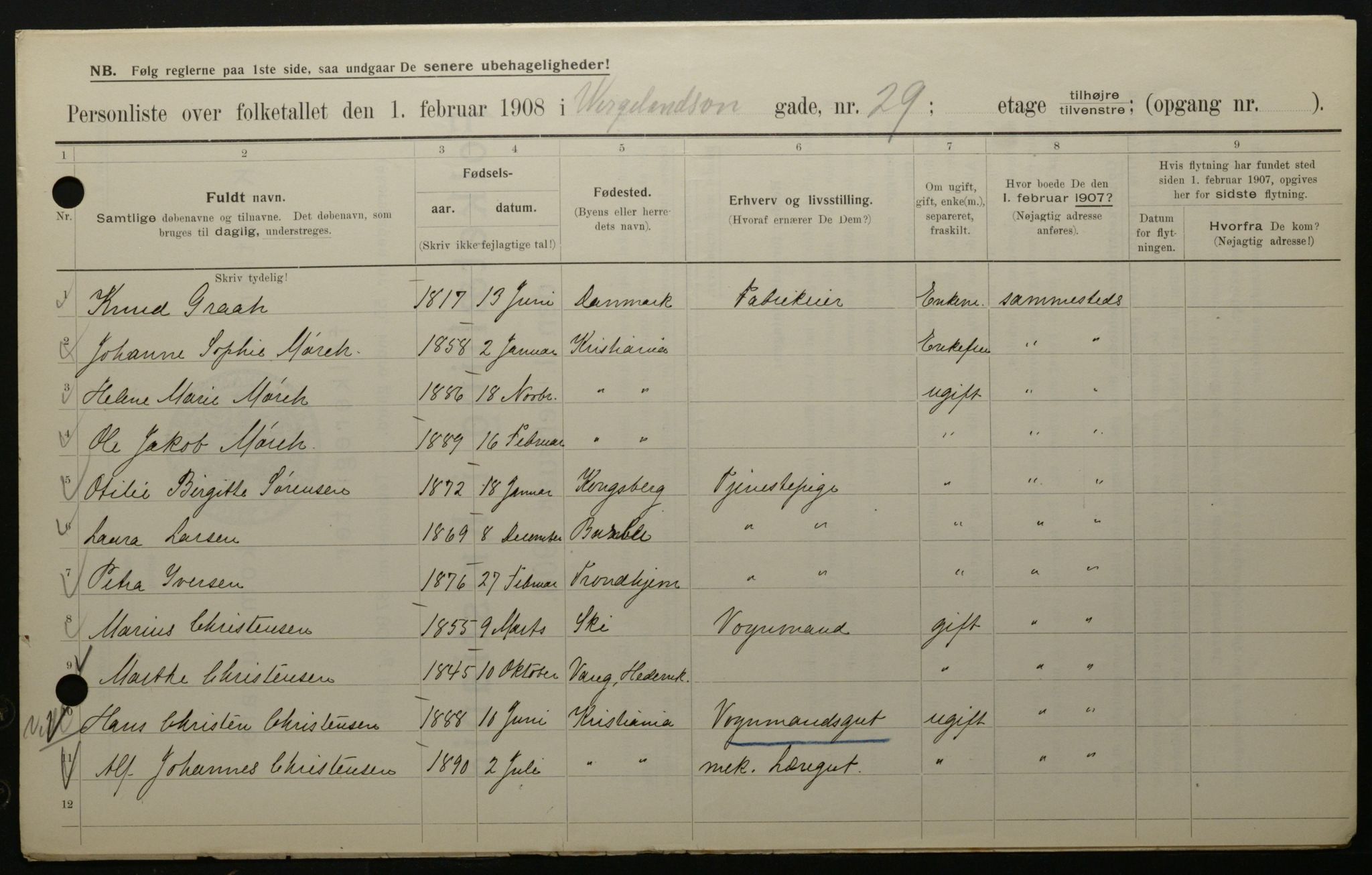 OBA, Municipal Census 1908 for Kristiania, 1908, p. 114801