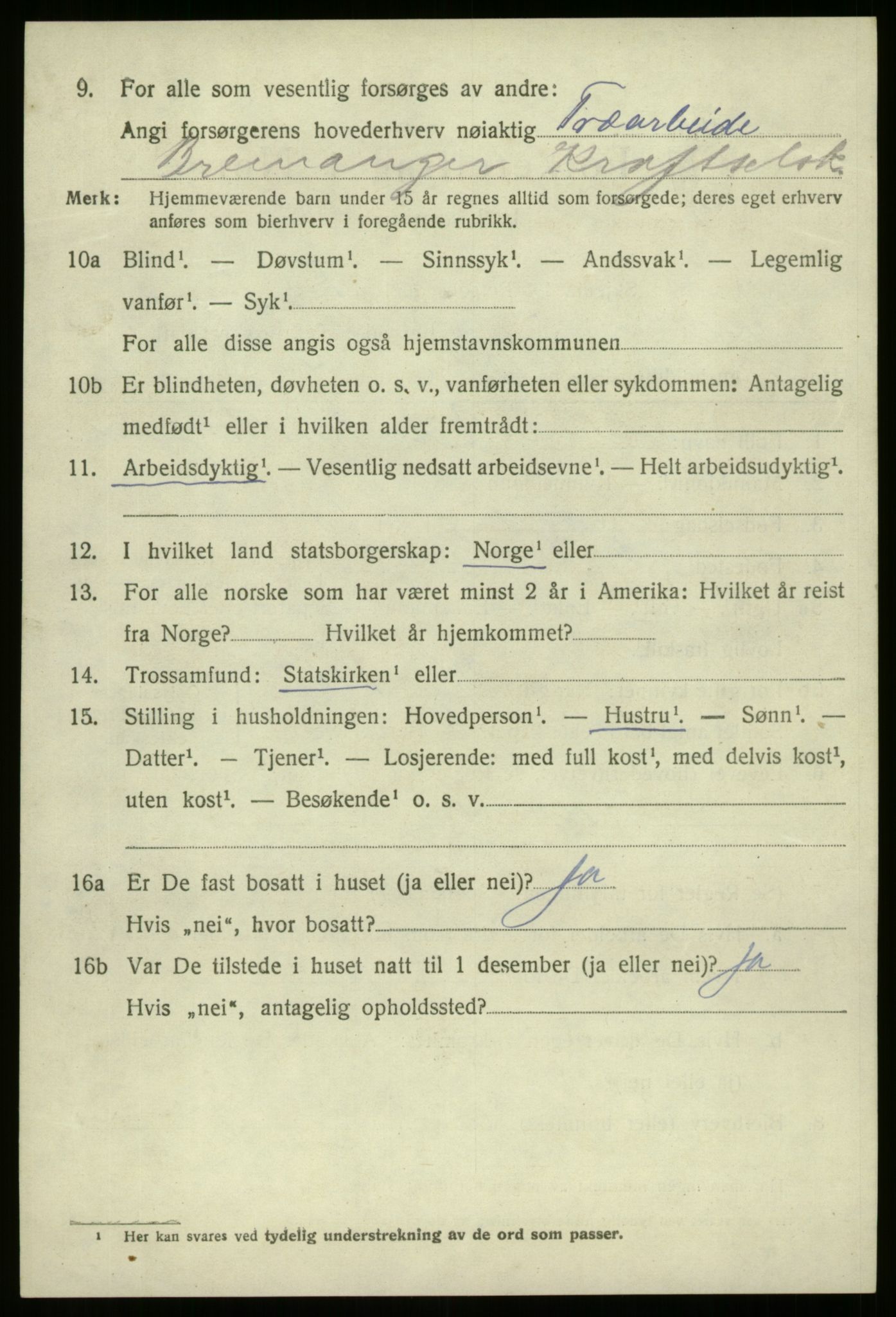 SAB, 1920 census for Bremanger, 1920, p. 6899