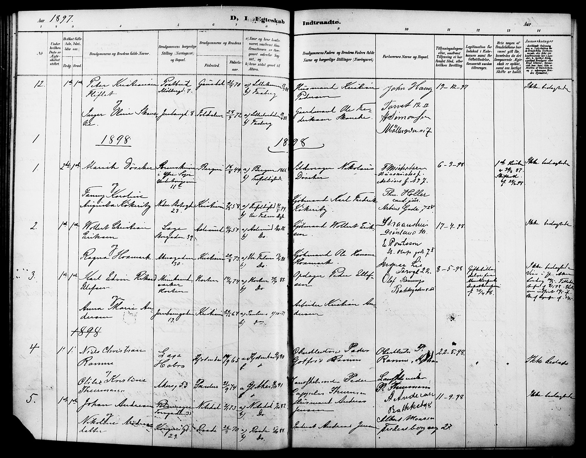 Oslo domkirke Kirkebøker, SAO/A-10752/H/Ha/L0004: Banns register no. 4, 1889-1917
