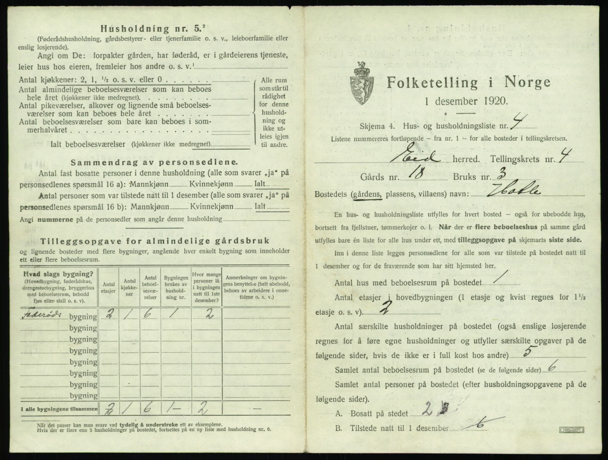 SAT, 1920 census for Eid, 1920, p. 177
