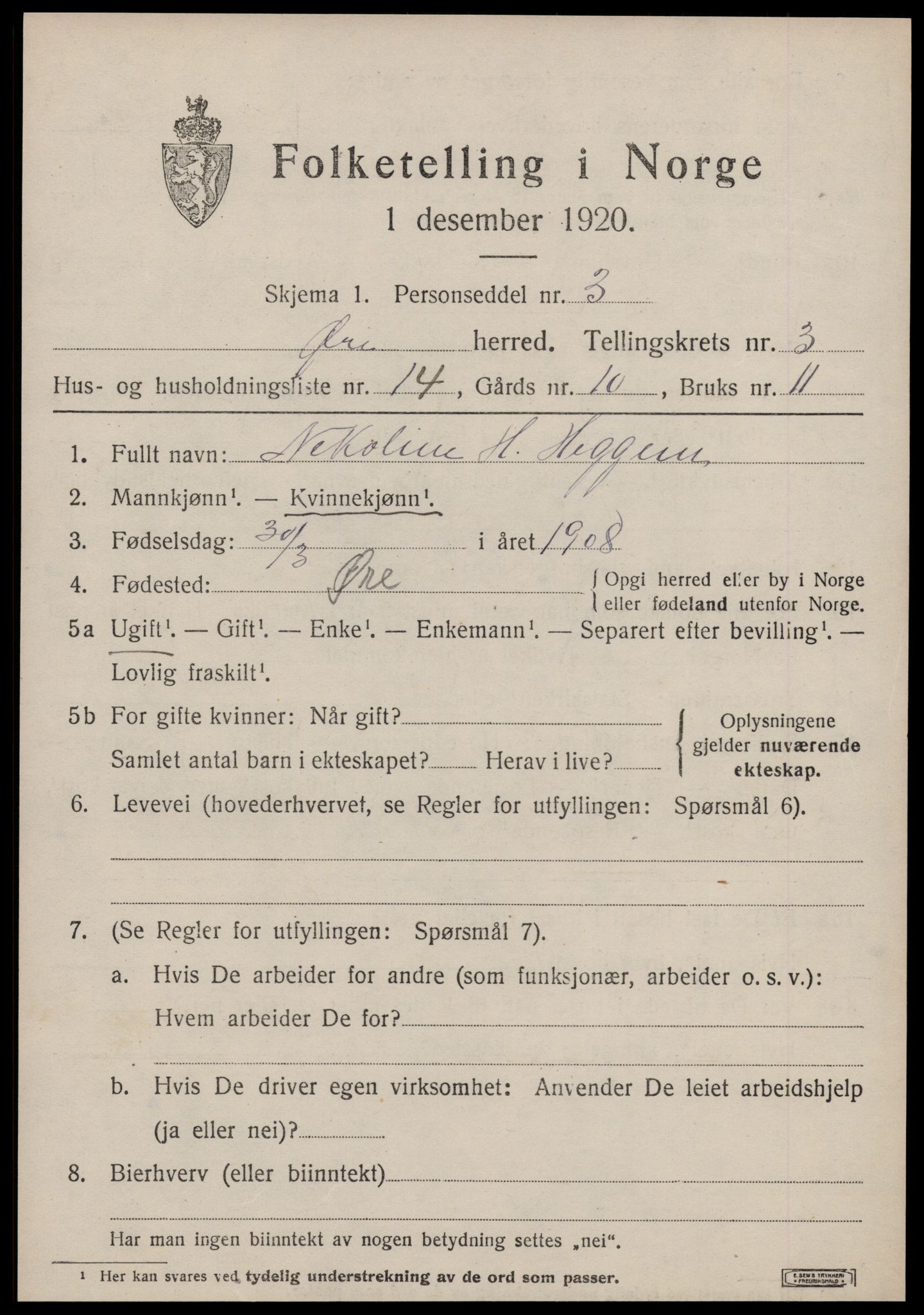 SAT, 1920 census for Øre, 1920, p. 1739