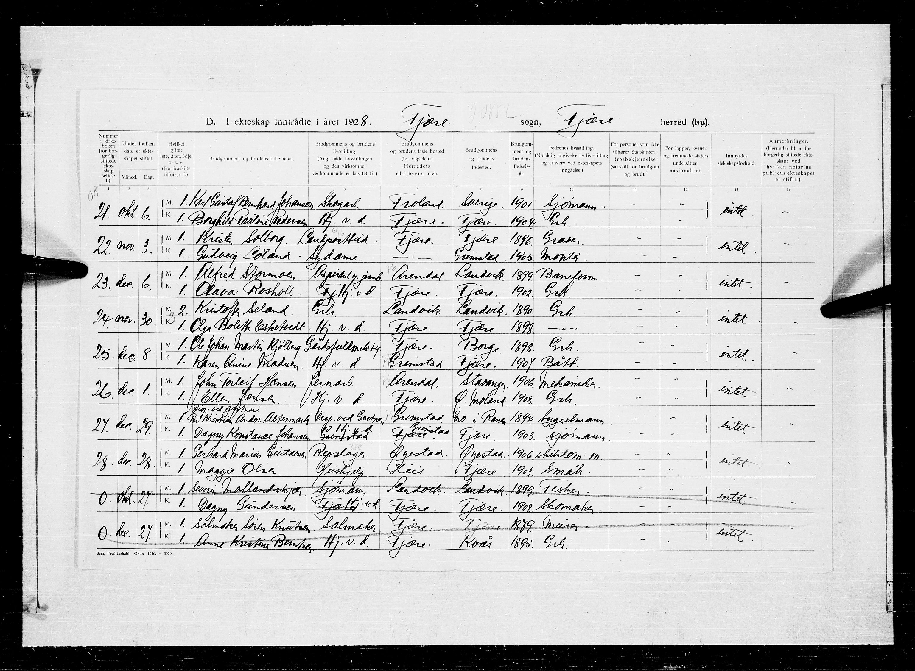 Fjære sokneprestkontor, AV/SAK-1111-0011/F/Fa/L0003: Parish register (official) no. A 3.2, 1921-1933