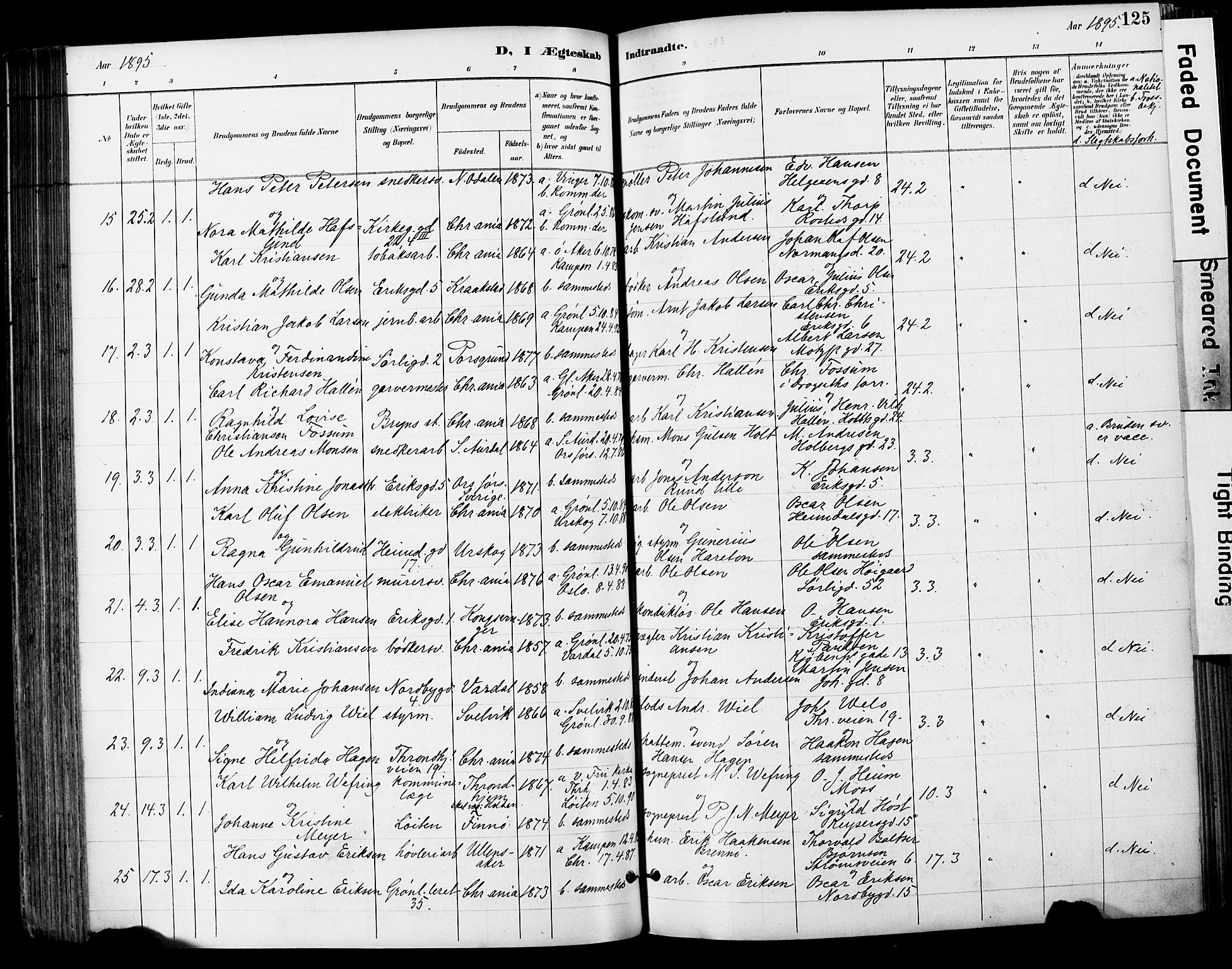 Grønland prestekontor Kirkebøker, SAO/A-10848/F/Fa/L0013: Parish register (official) no. 13, 1887-1906, p. 125