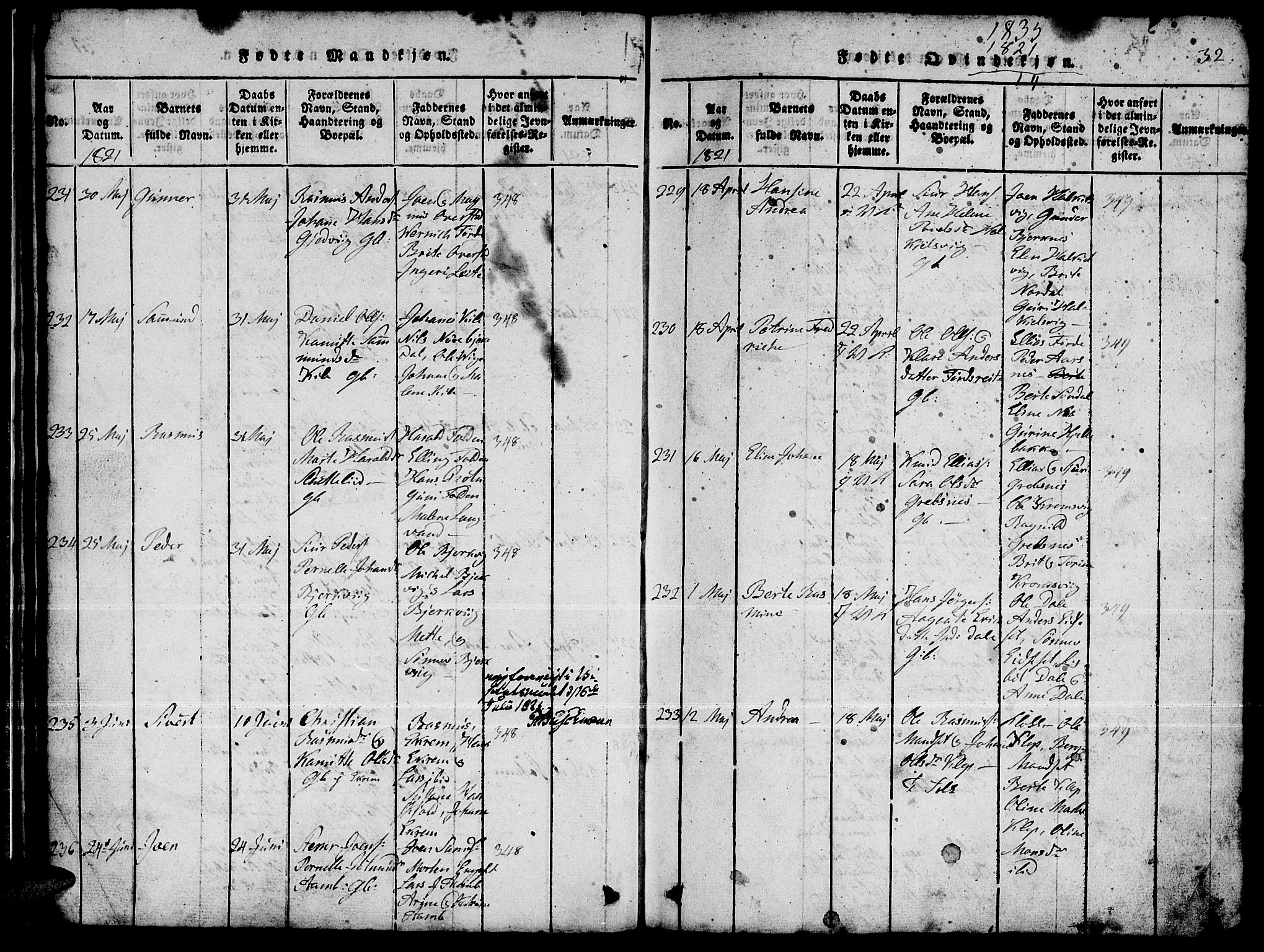 Ministerialprotokoller, klokkerbøker og fødselsregistre - Møre og Romsdal, AV/SAT-A-1454/511/L0155: Parish register (copy) no. 511C01, 1817-1829, p. 32