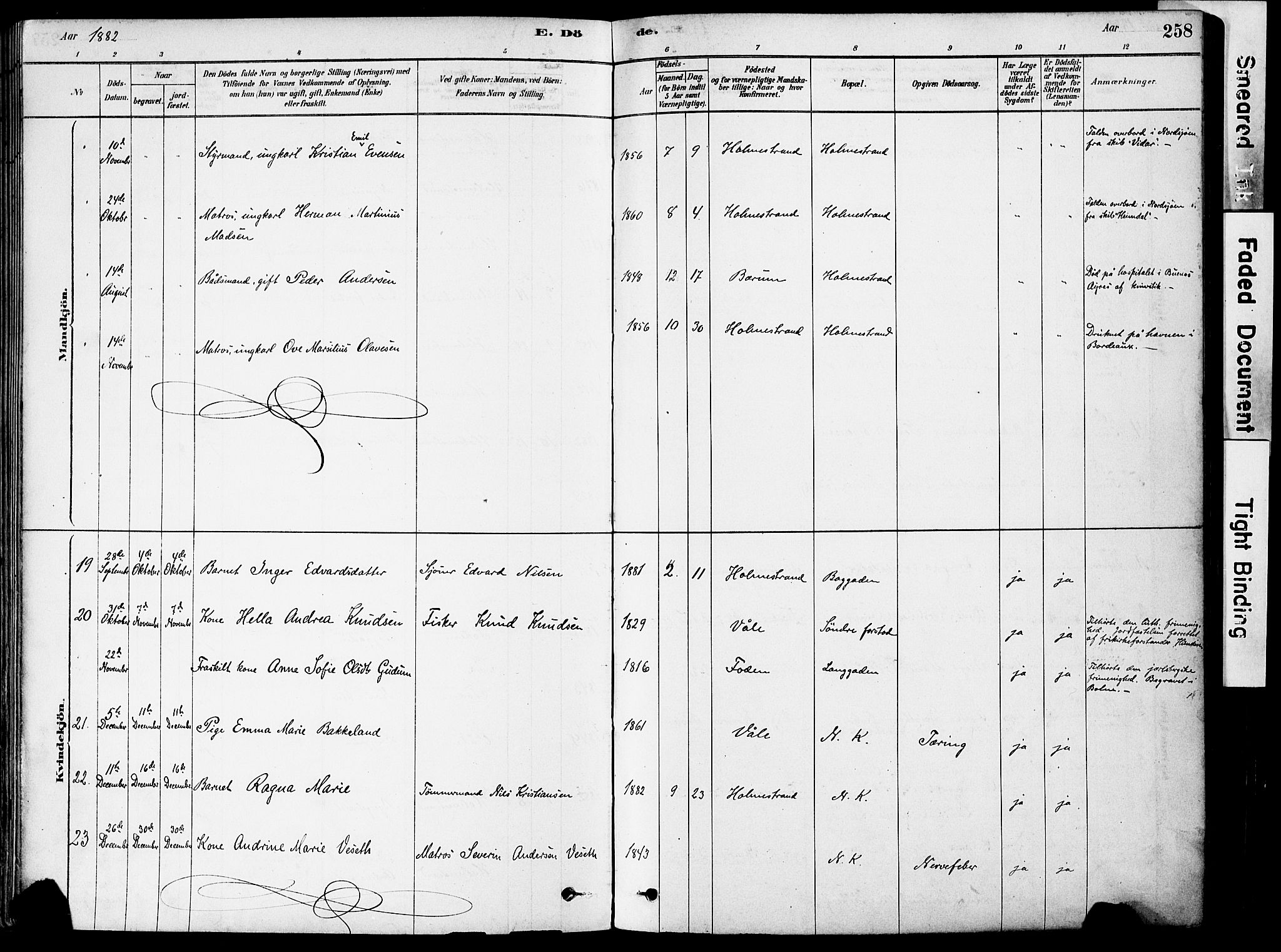 Holmestrand kirkebøker, AV/SAKO-A-346/F/Fa/L0004: Parish register (official) no. 4, 1880-1901, p. 258