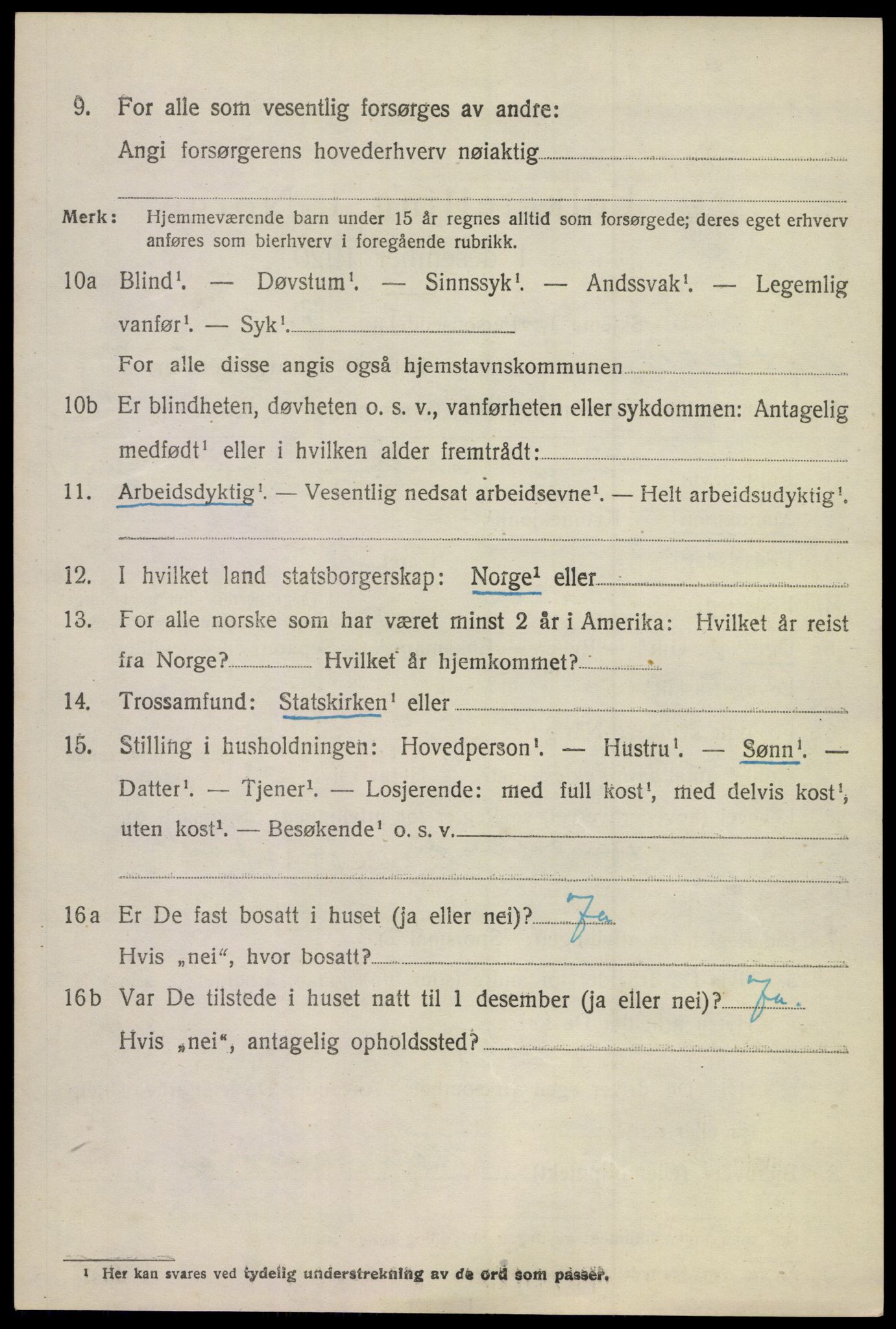 SAKO, 1920 census for Flesberg, 1920, p. 3036