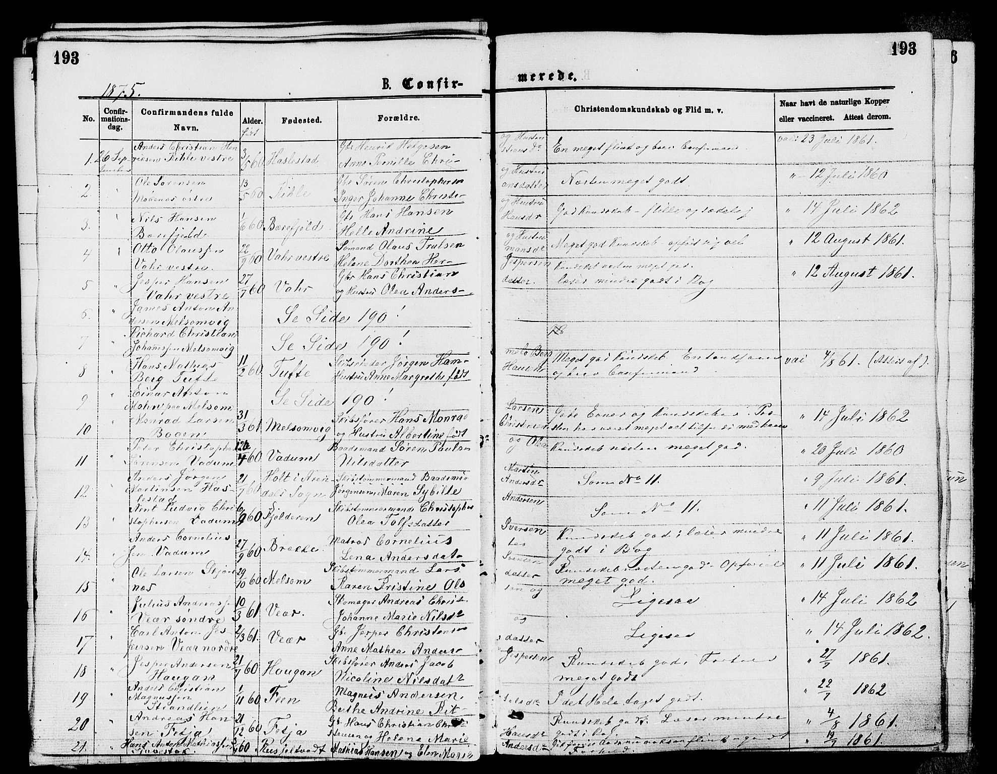 Stokke kirkebøker, AV/SAKO-A-320/F/Fa/L0009: Parish register (official) no. I 9, 1872-1883, p. 193