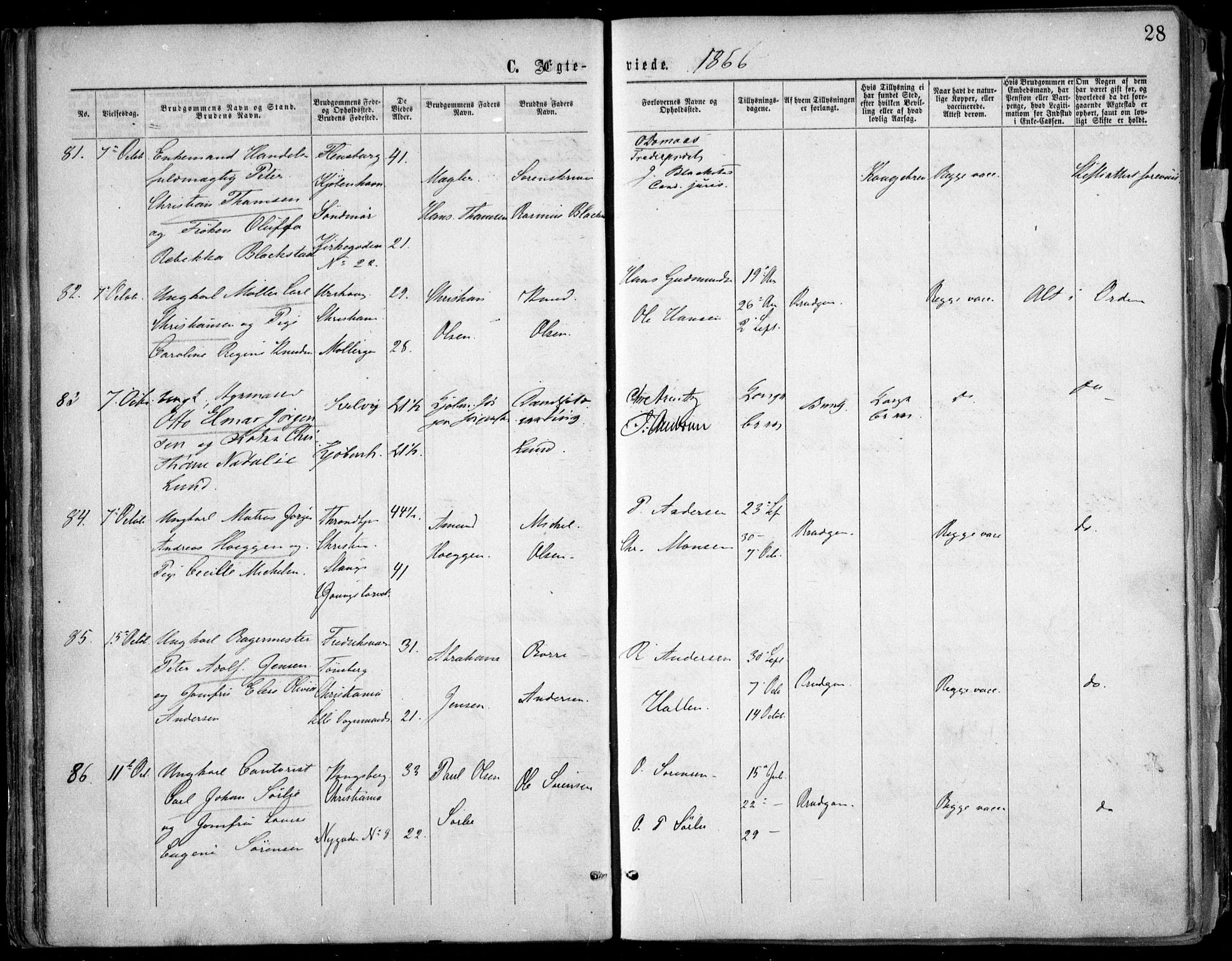 Oslo domkirke Kirkebøker, SAO/A-10752/F/Fa/L0021: Parish register (official) no. 21, 1865-1884, p. 28