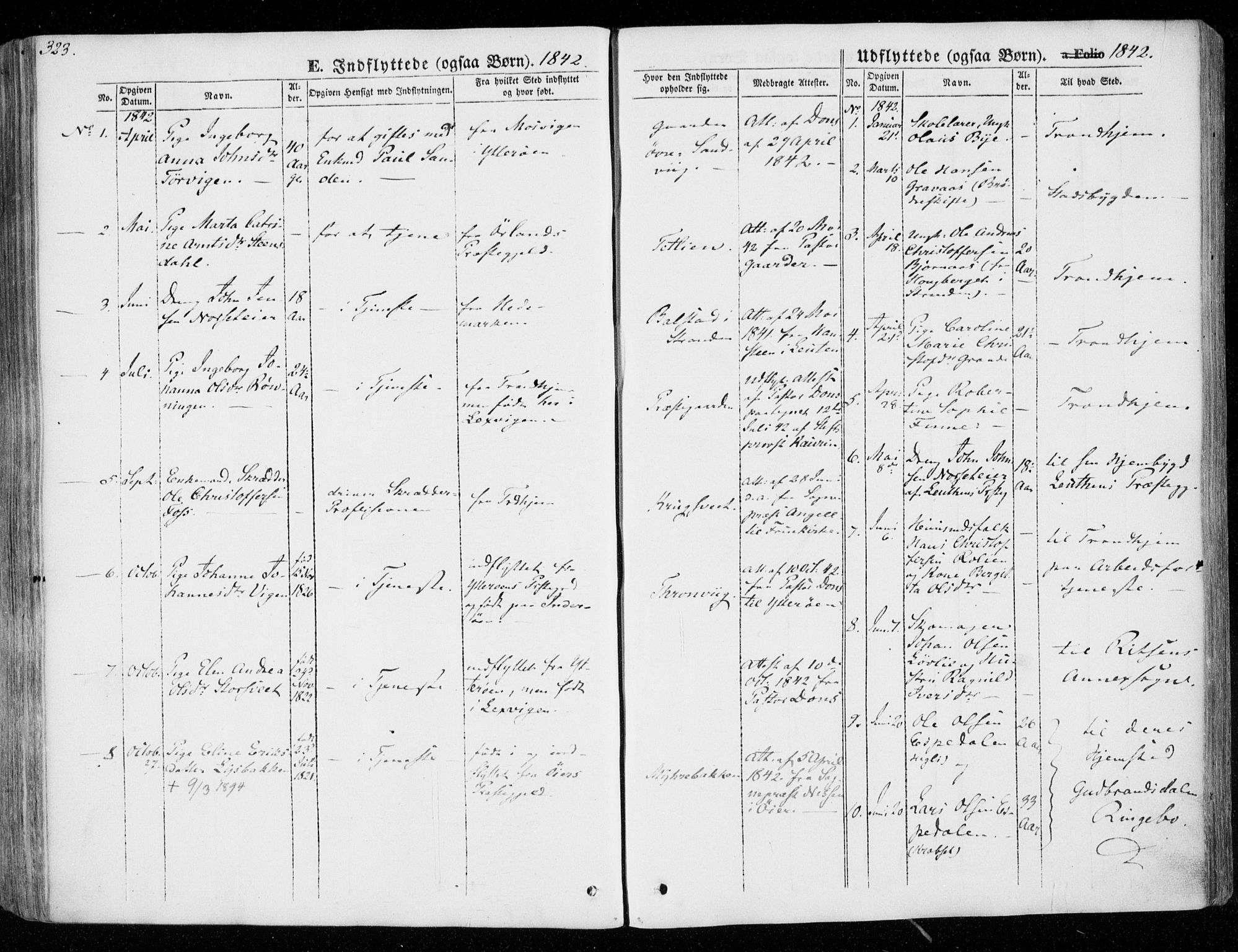 Ministerialprotokoller, klokkerbøker og fødselsregistre - Nord-Trøndelag, SAT/A-1458/701/L0007: Parish register (official) no. 701A07 /1, 1842-1854, p. 323