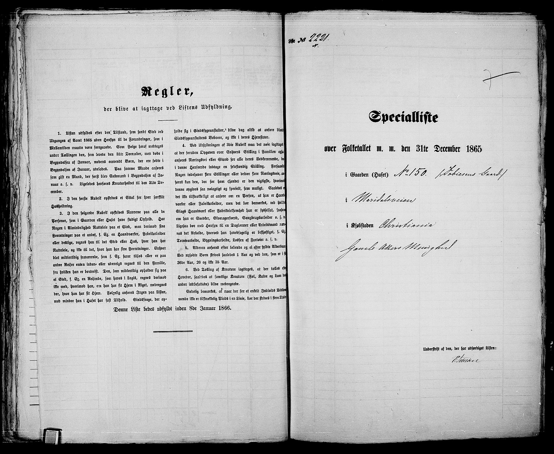 RA, 1865 census for Kristiania, 1865, p. 4953