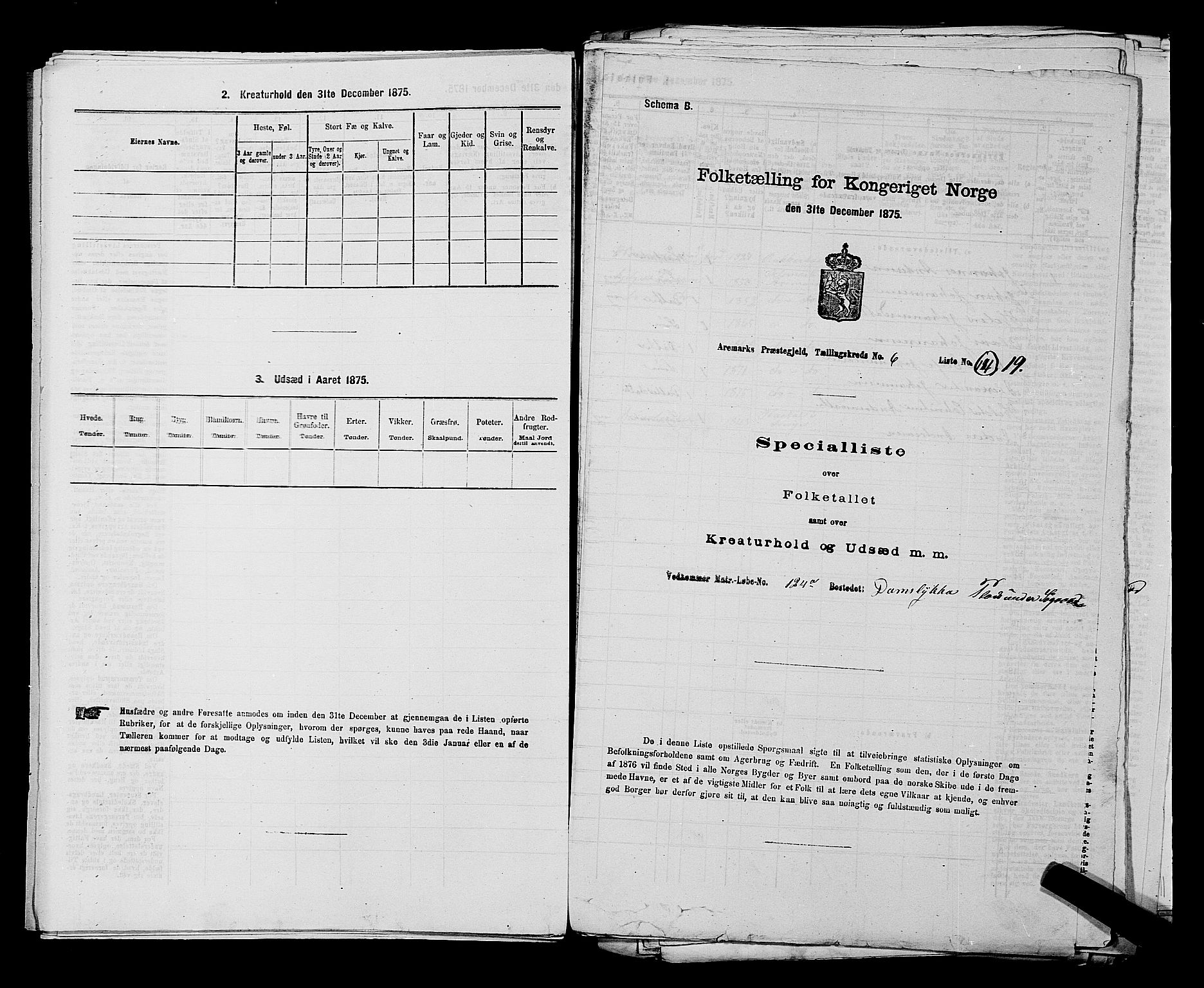 RA, 1875 census for 0118P Aremark, 1875, p. 854