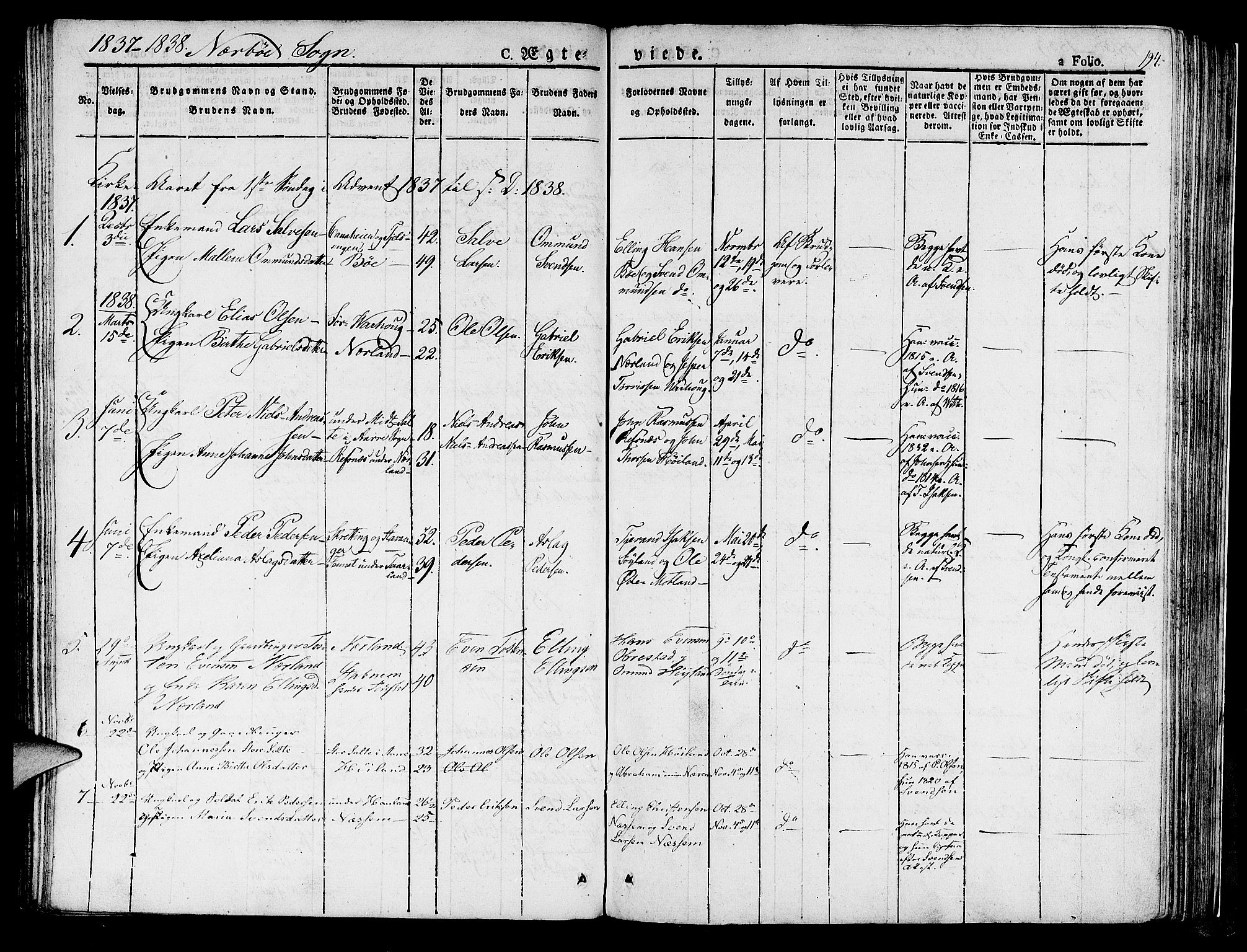 Hå sokneprestkontor, SAST/A-101801/001/30BA/L0004: Parish register (official) no. A 4.1 /1, 1826-1841, p. 194