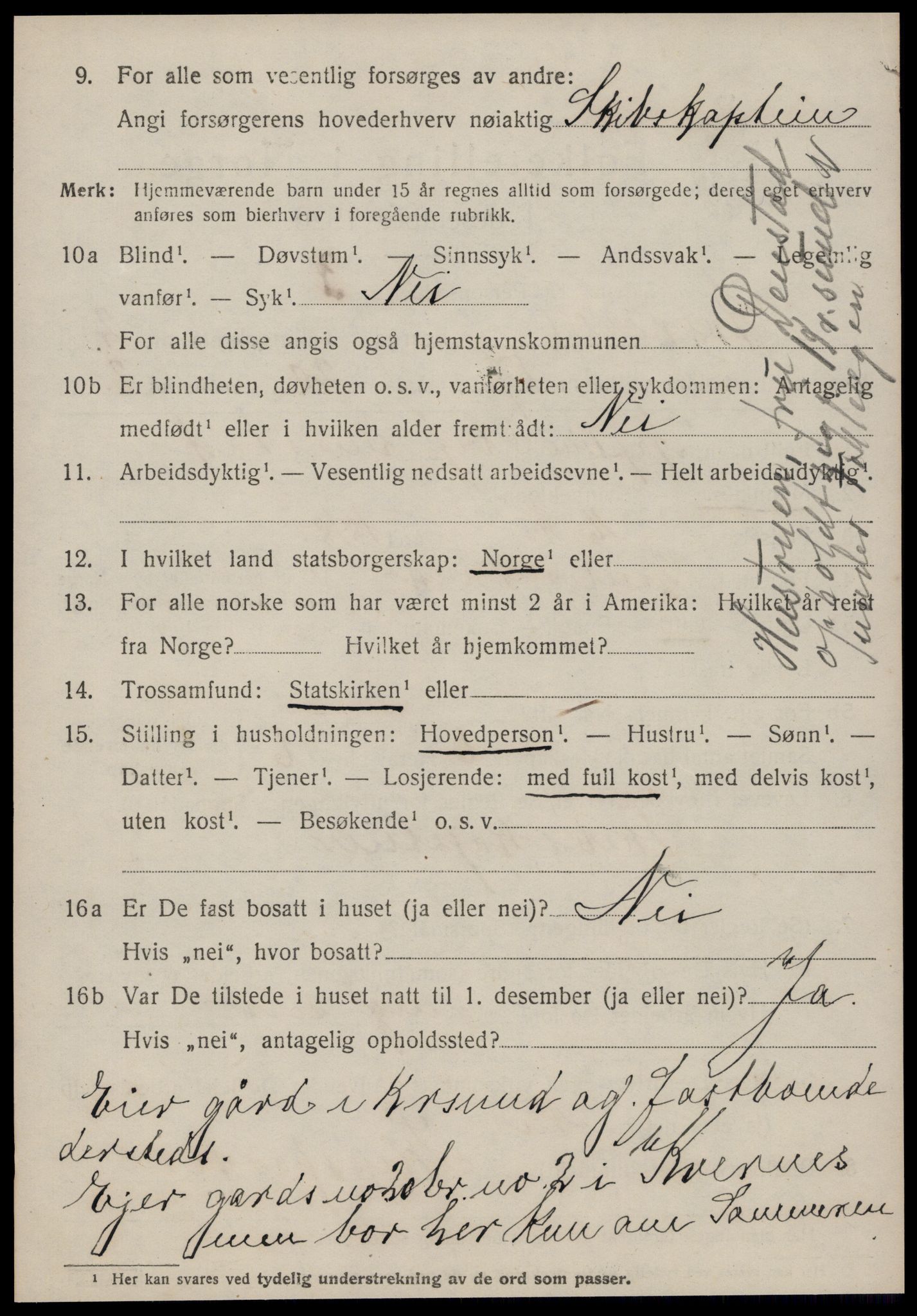 SAT, 1920 census for Kvernes, 1920, p. 1156