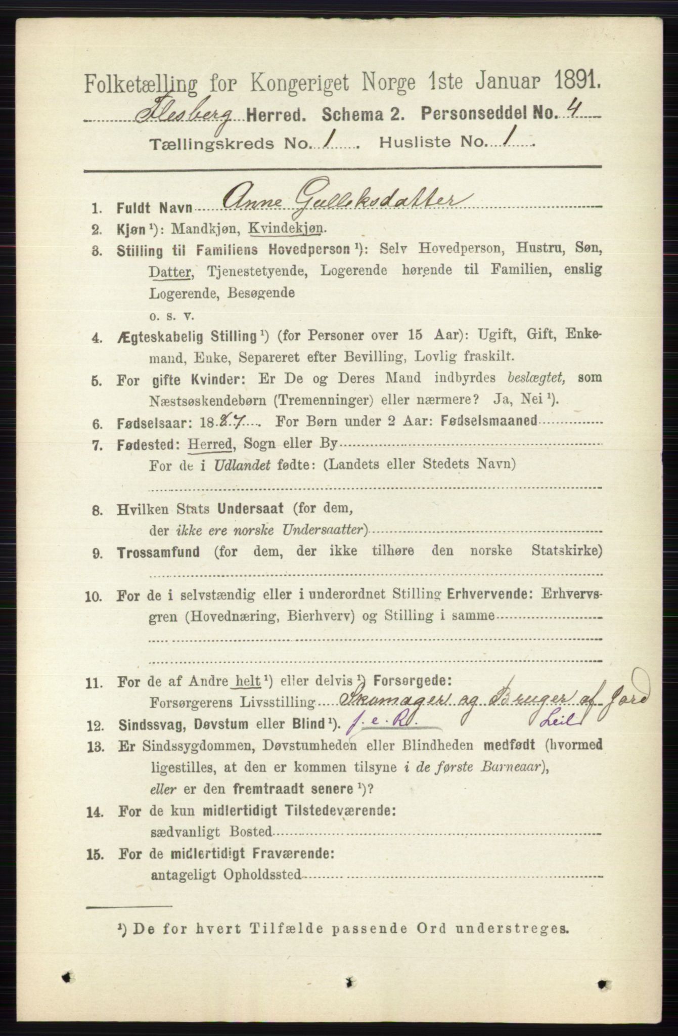 RA, 1891 census for 0631 Flesberg, 1891, p. 76