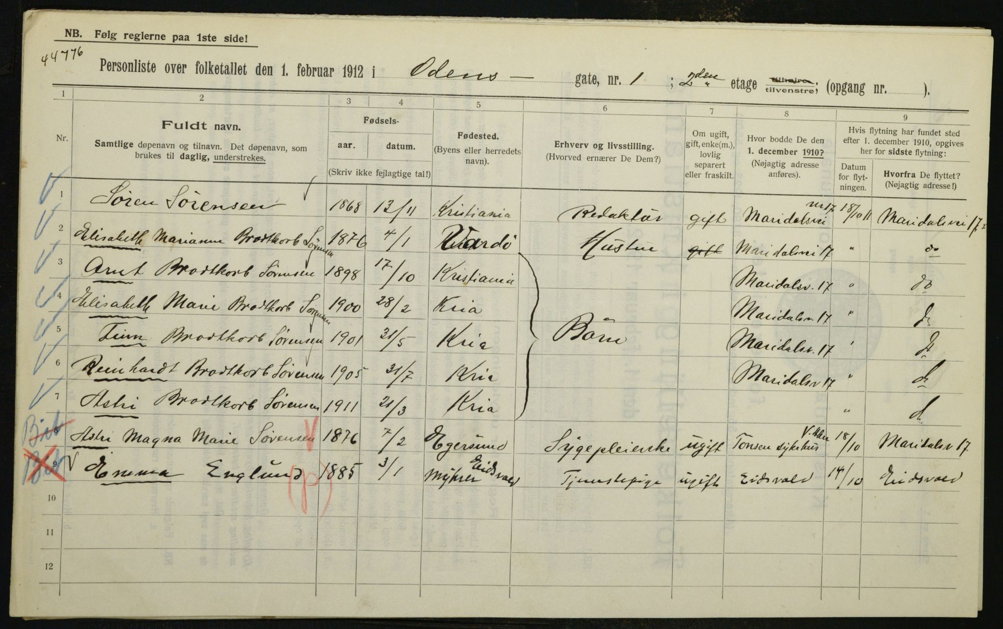 OBA, Municipal Census 1912 for Kristiania, 1912, p. 75181