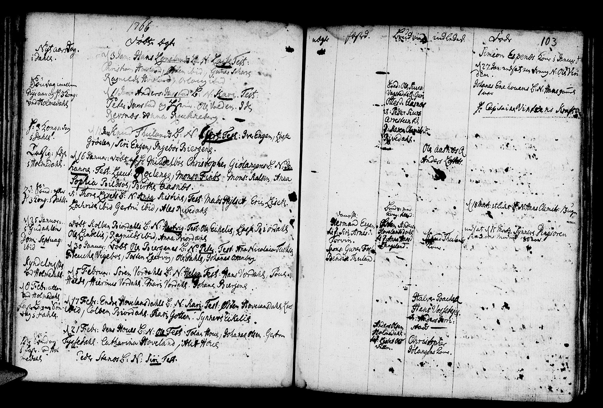 Fjaler sokneprestembete, AV/SAB-A-79801/H/Haa/Haaa/L0001: Parish register (official) no. A 1, 1755-1778, p. 103