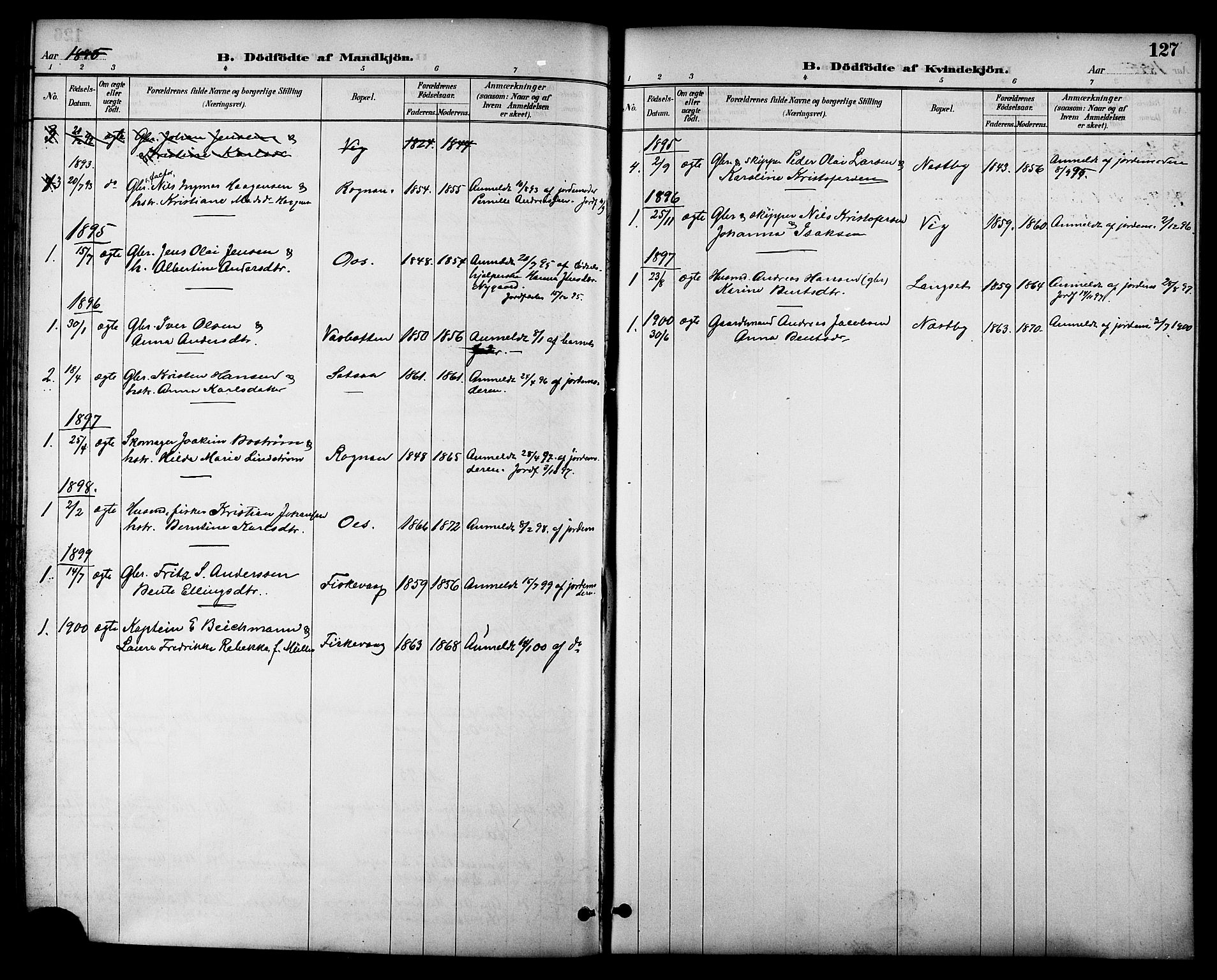 Ministerialprotokoller, klokkerbøker og fødselsregistre - Nordland, SAT/A-1459/847/L0669: Parish register (official) no. 847A09, 1887-1901, p. 127