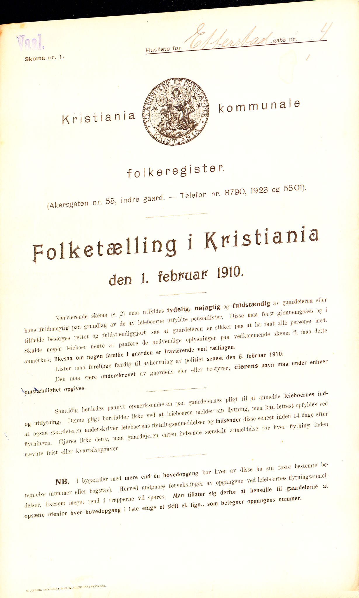 OBA, Municipal Census 1910 for Kristiania, 1910, p. 21010