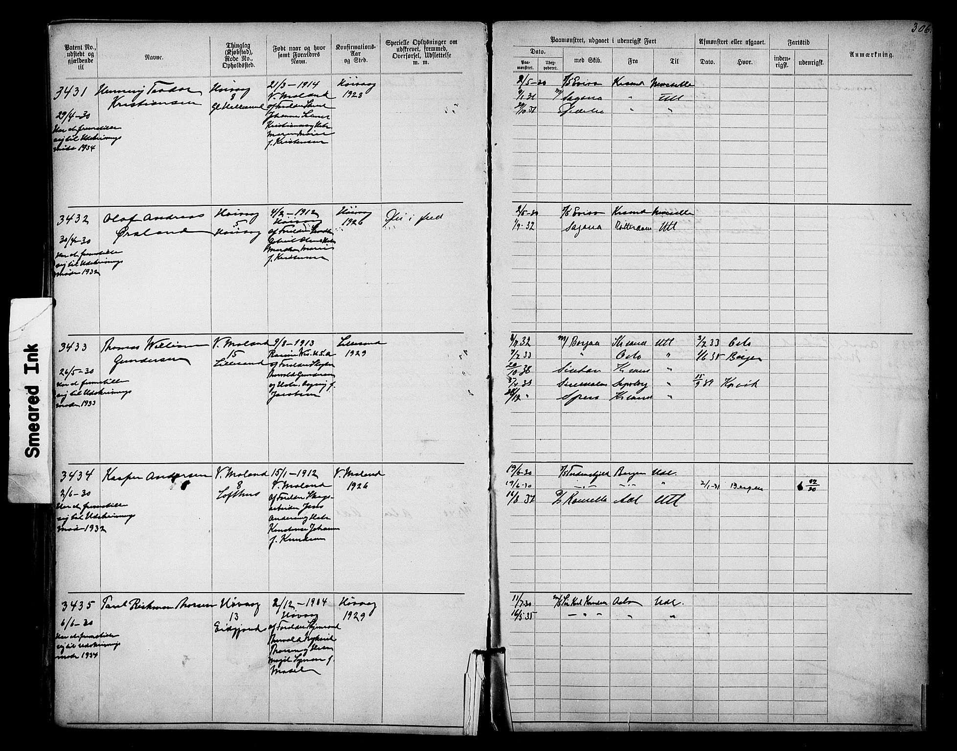 Lillesand mønstringskrets, AV/SAK-2031-0014/F/Fa/L0003: Annotasjonsrulle nr 1911-3489 med register, W-9, 1891-1932, p. 349