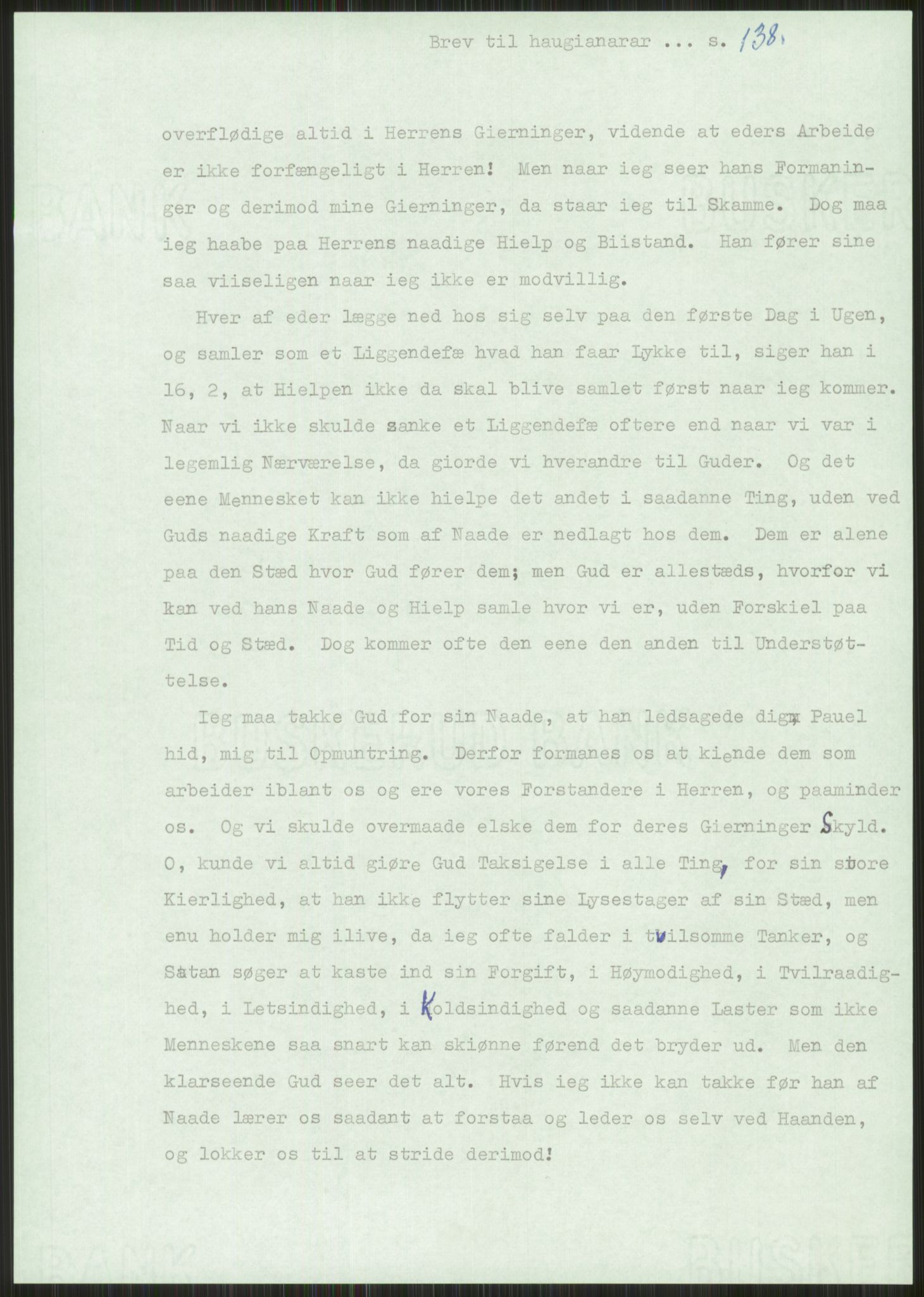 Samlinger til kildeutgivelse, Haugianerbrev, AV/RA-EA-6834/F/L0001: Haugianerbrev I: 1760-1804, 1760-1804, p. 138