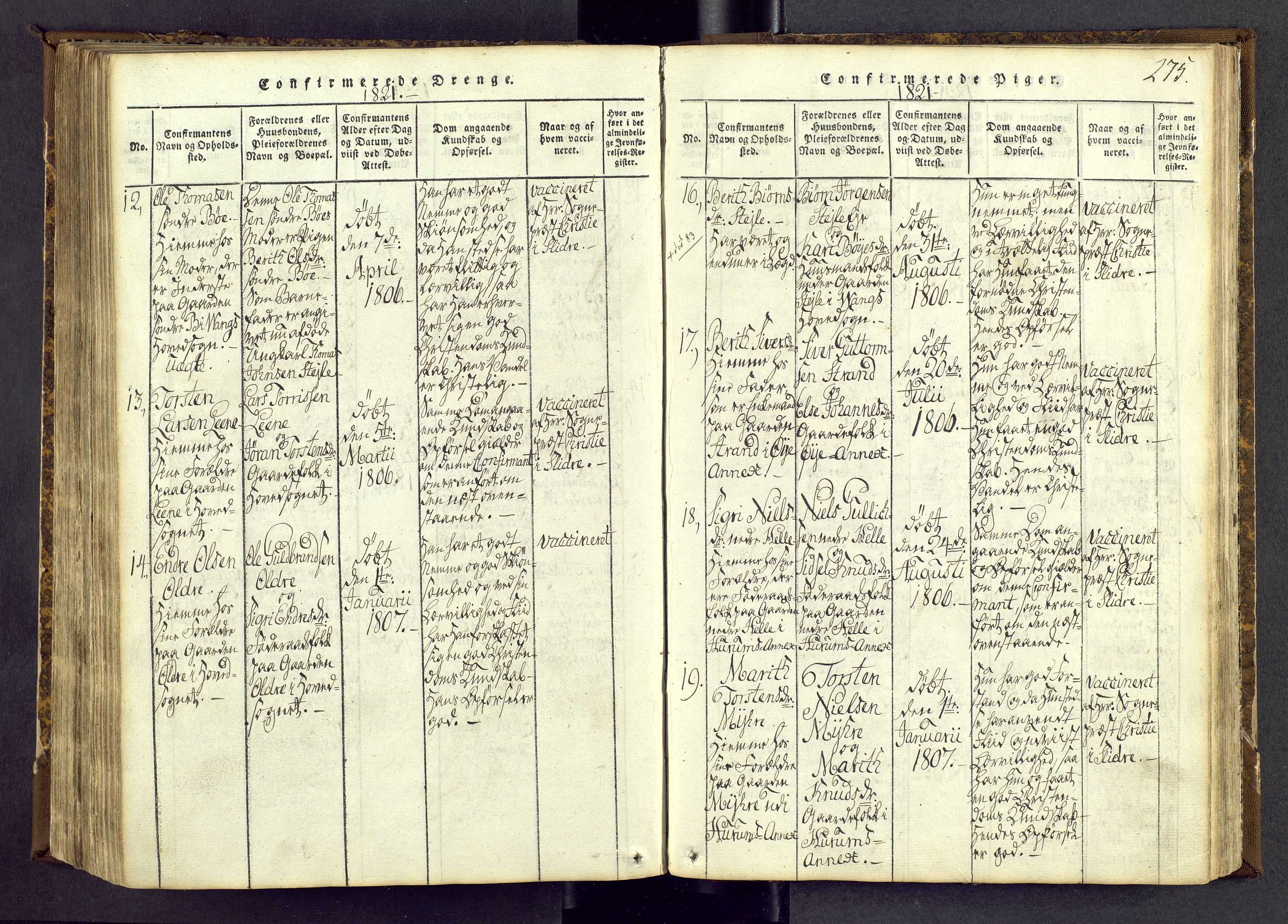 Vang prestekontor, Valdres, SAH/PREST-140/H/Ha/L0004: Parish register (official) no. 4, 1814-1831, p. 275