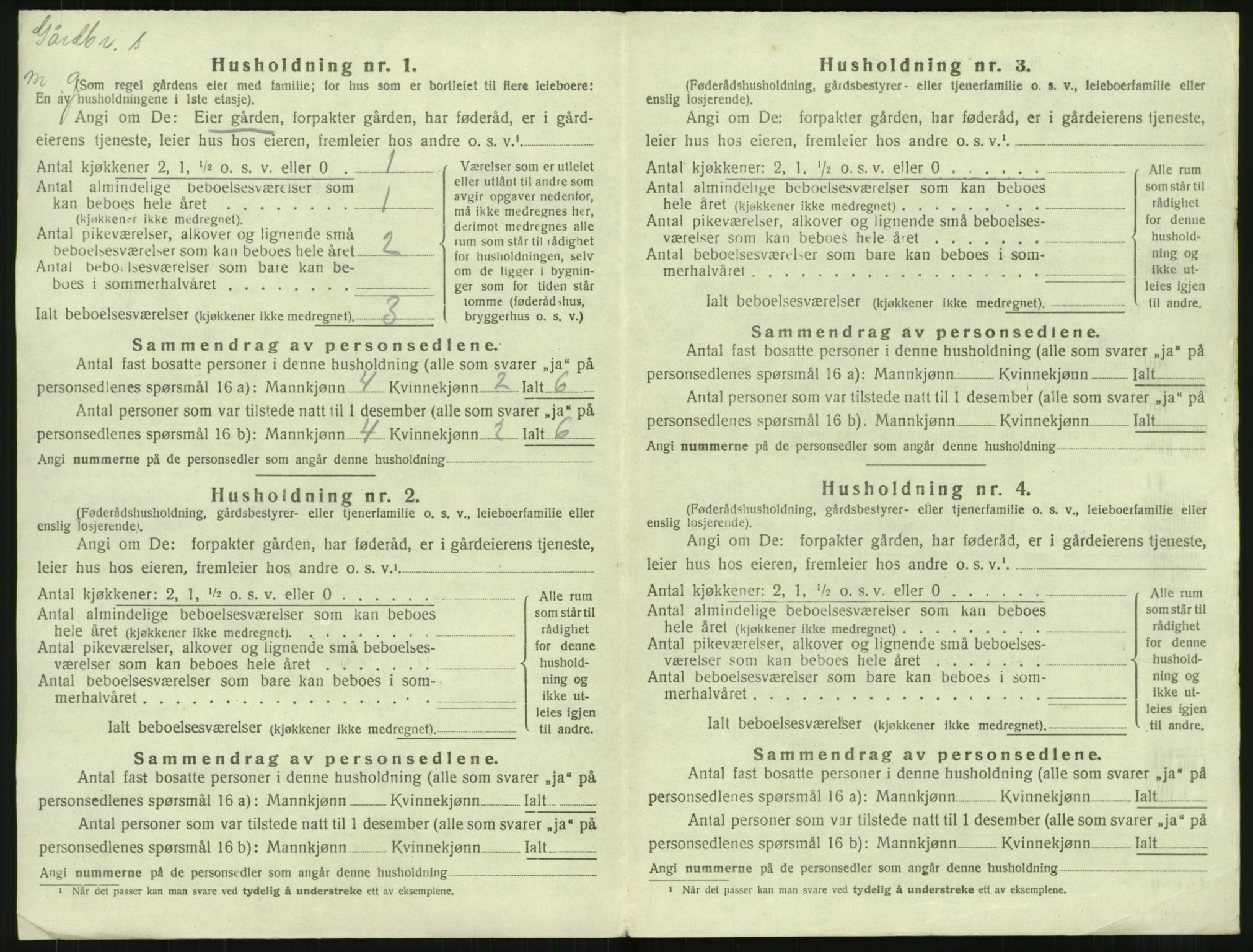 SAT, 1920 census for Borge, 1920, p. 1042
