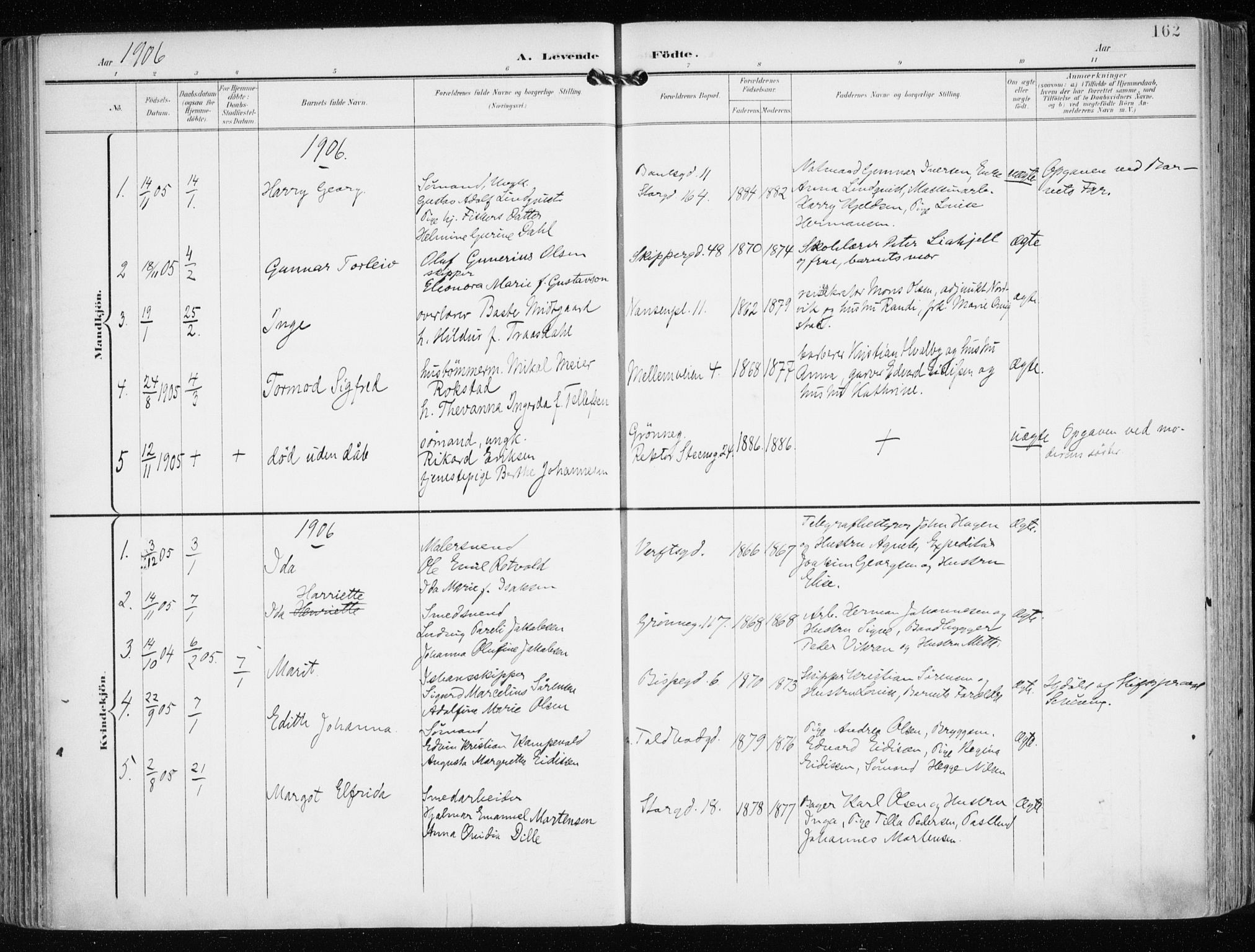 Tromsø sokneprestkontor/stiftsprosti/domprosti, AV/SATØ-S-1343/G/Ga/L0016kirke: Parish register (official) no. 16, 1899-1906, p. 162