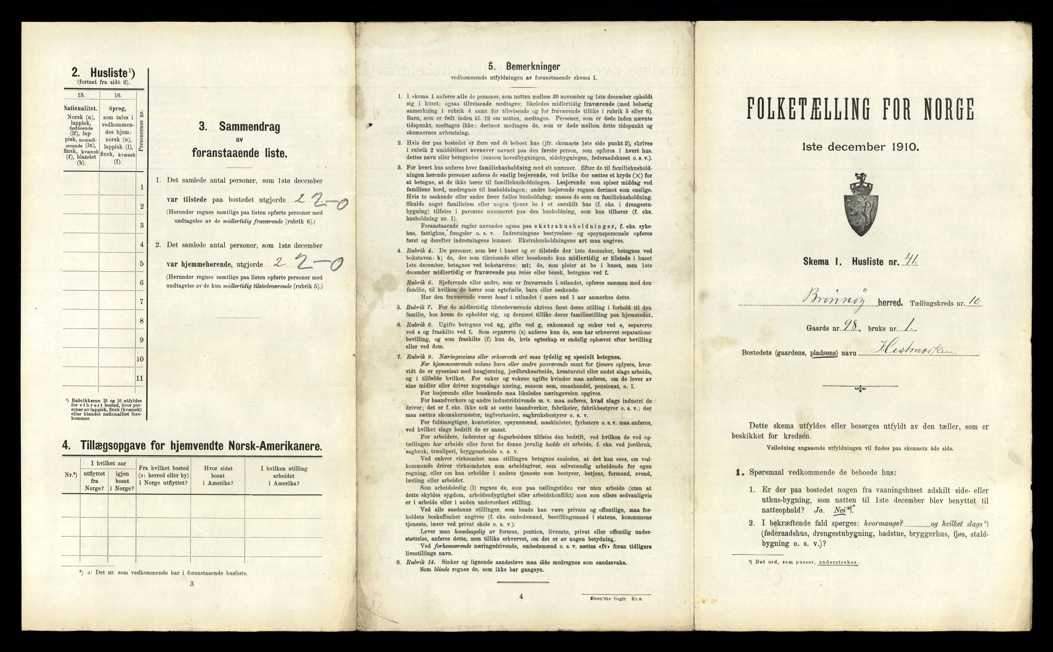 RA, 1910 census for Brønnøy, 1910, p. 1029