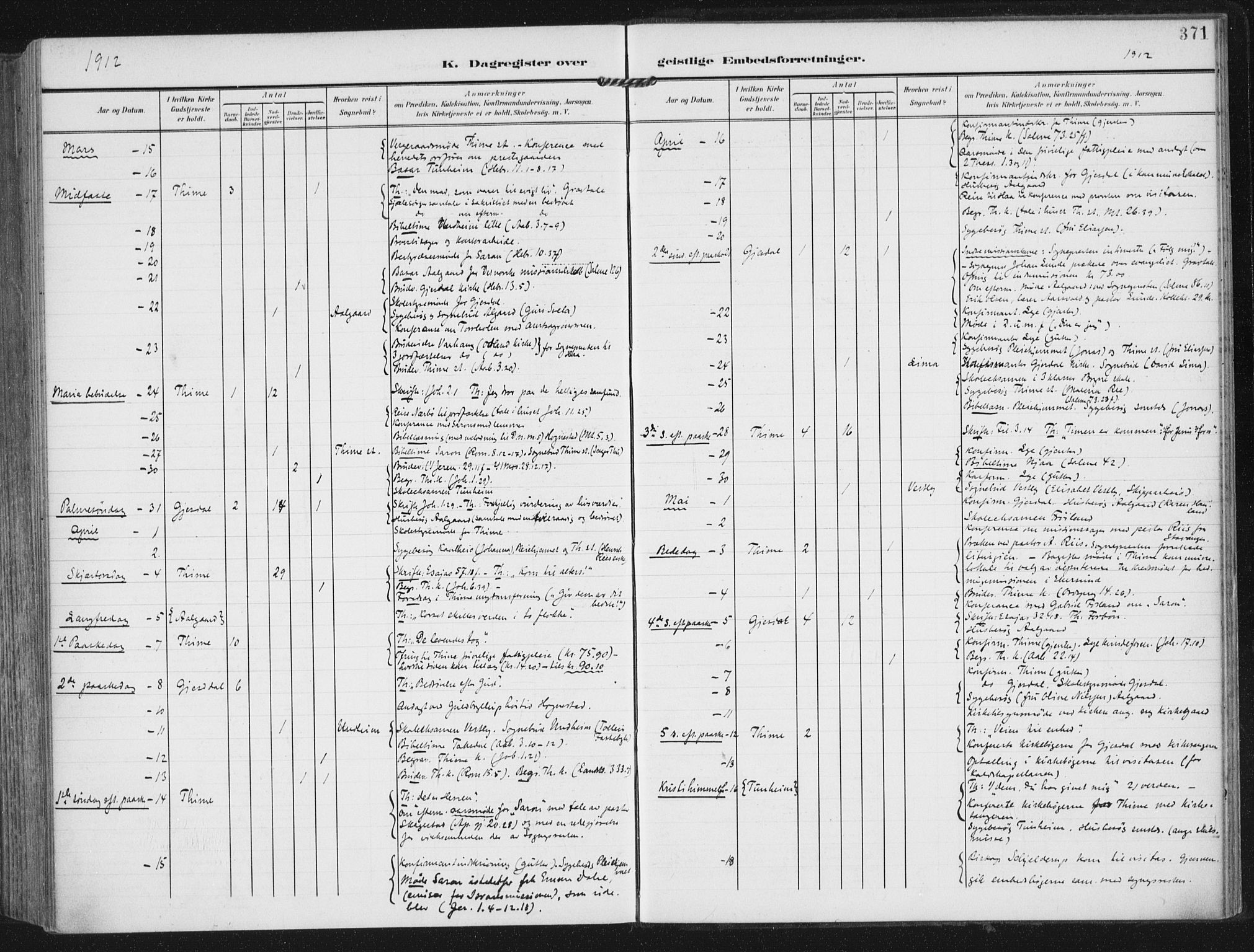 Lye sokneprestkontor, AV/SAST-A-101794/002/A/L0001: Parish register (official) no. A 12, 1904-1920, p. 371